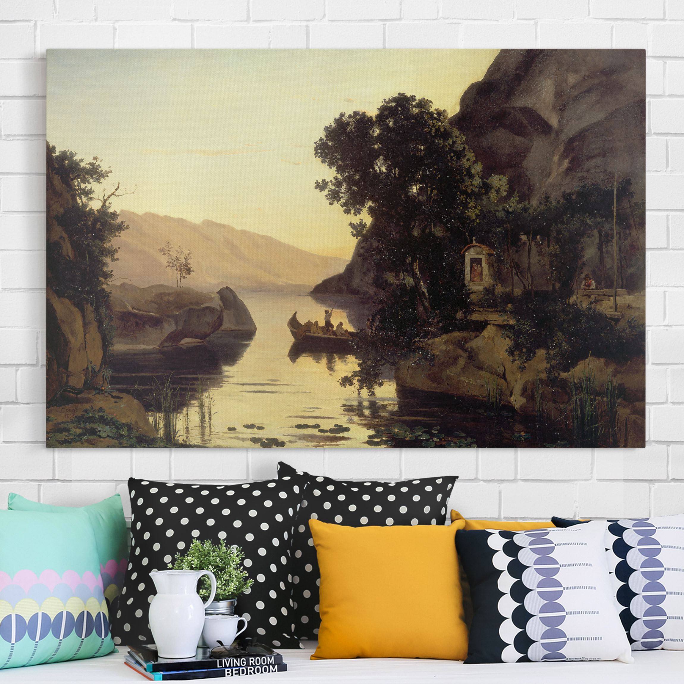 Leinwandbild Kunstdruck Jean-Baptiste Camille Corot - Landschaft bei Riva