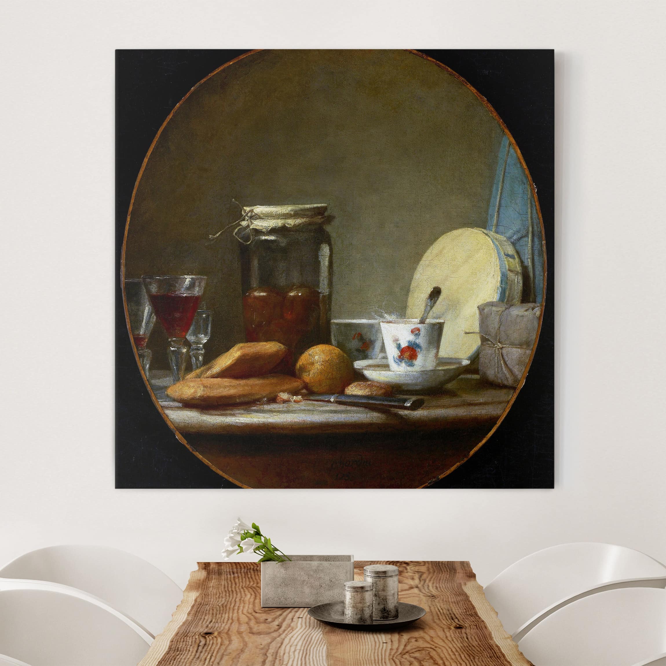 Leinwandbild Kunstdruck Jean-Baptiste Siméon Chardin - Glas mit Aprikosen