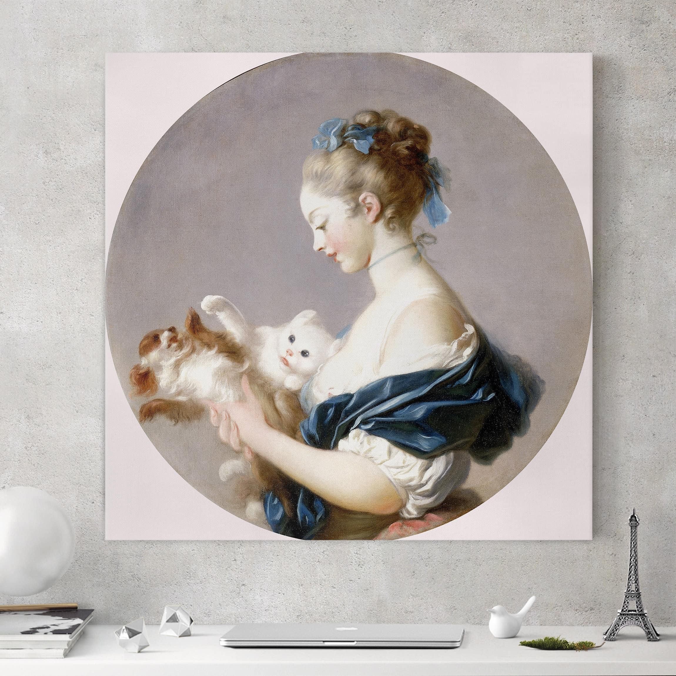 Leinwandbild Jean Honoré Fragonard - Mädchen mit Hund