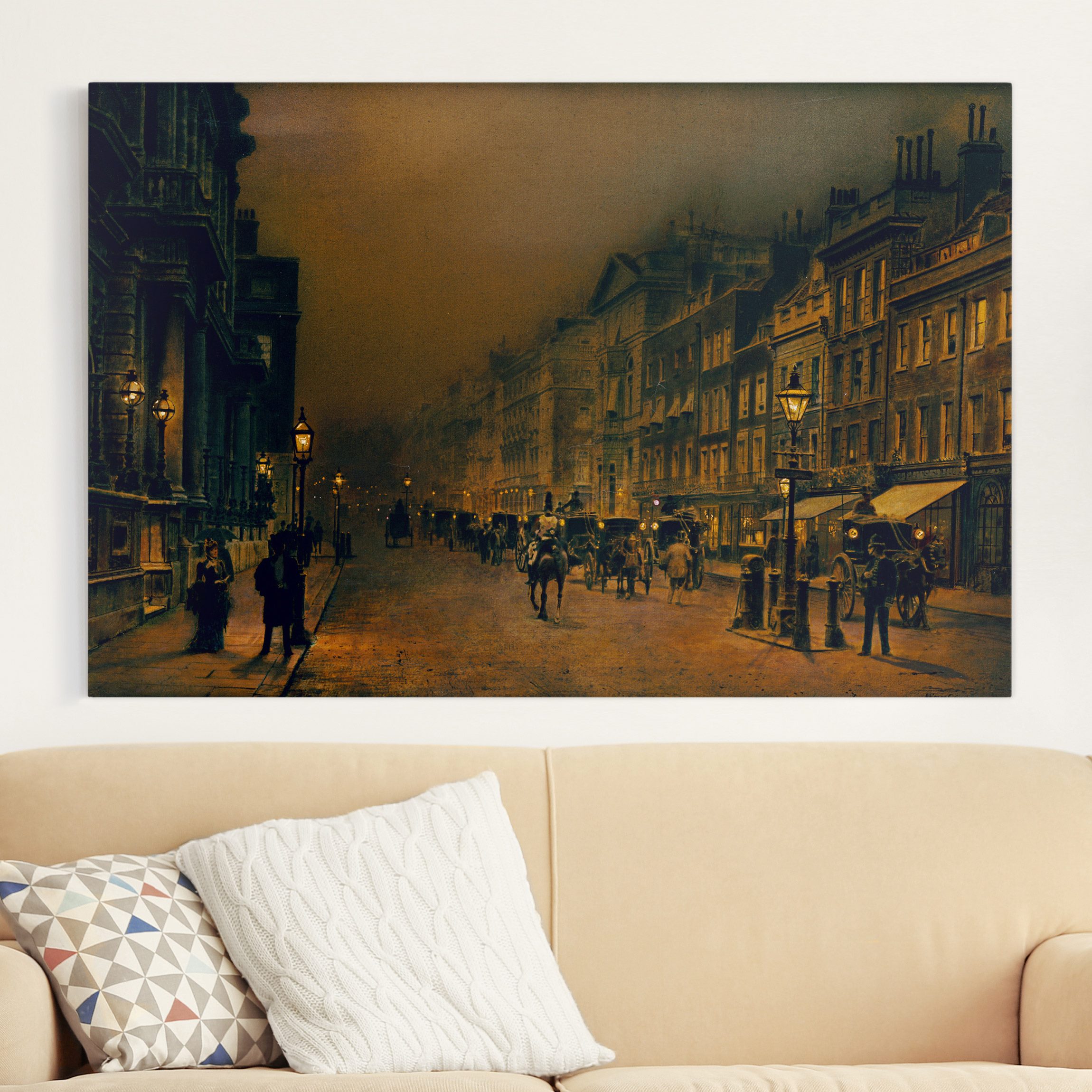 Leinwandbild - Querformat John Atkinson Grimshaw - St. James's Street
