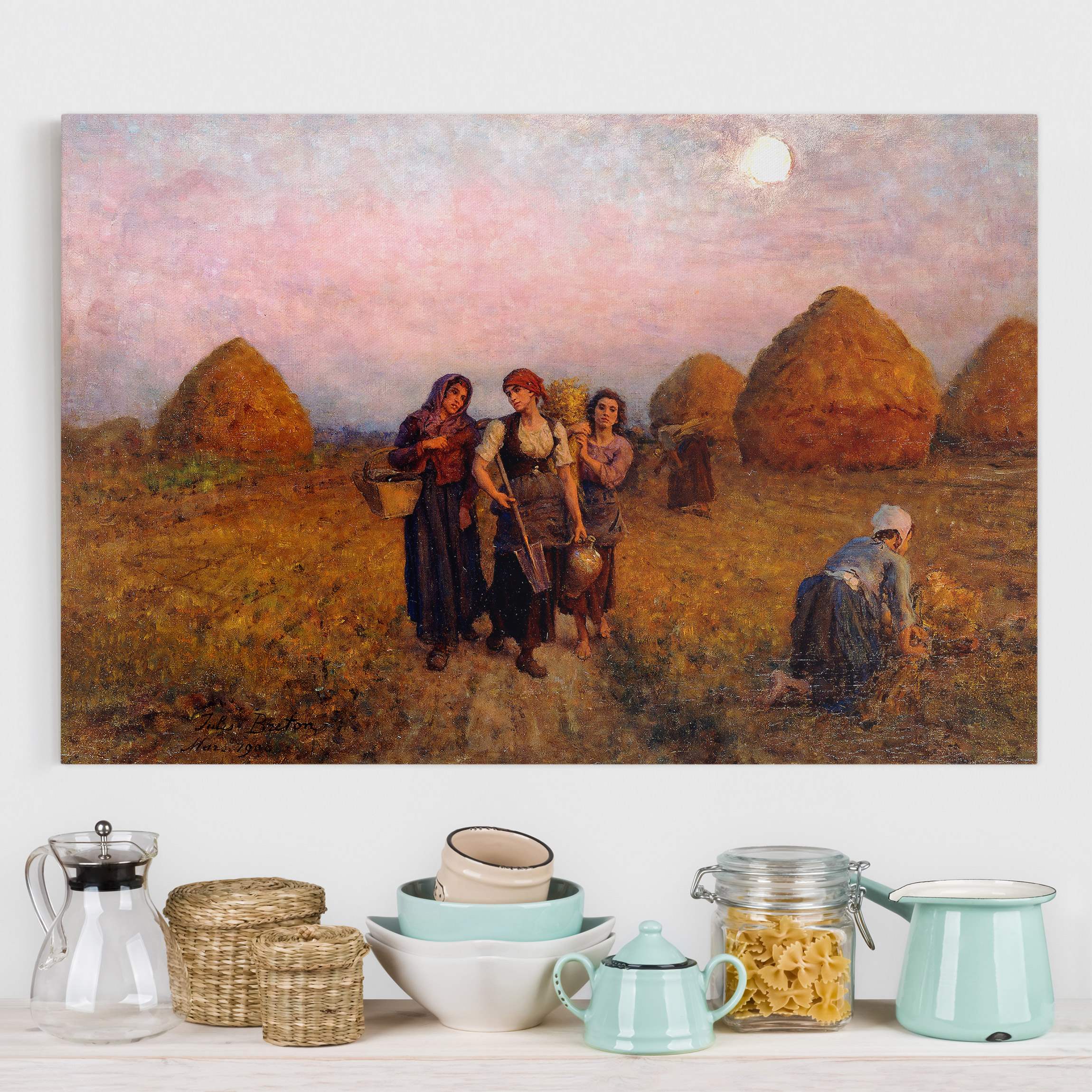 Leinwandbild - Querformat Jules Breton - Abenddämmerung