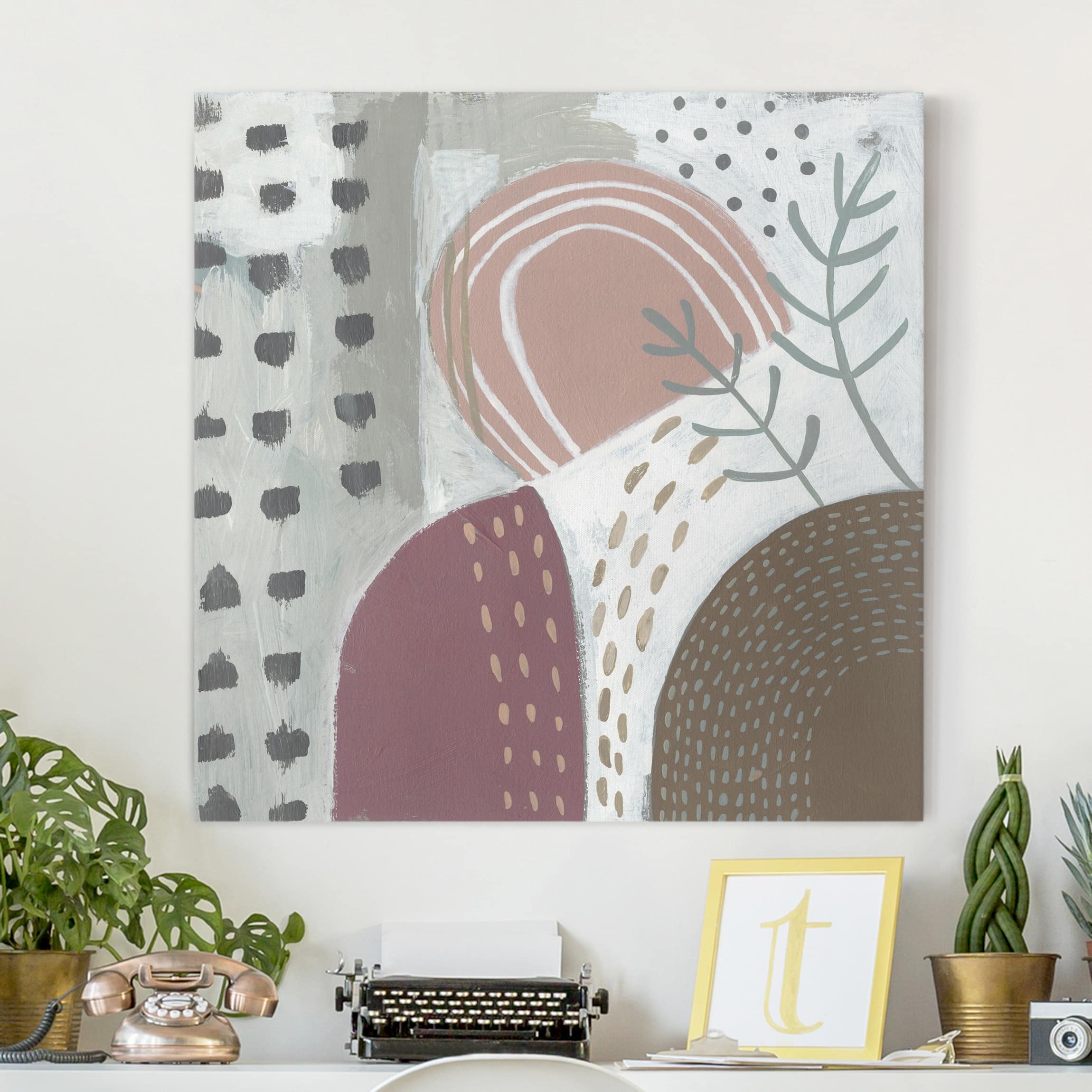 Leinwandbild - Quadrat Karneval der Formen in Beere I