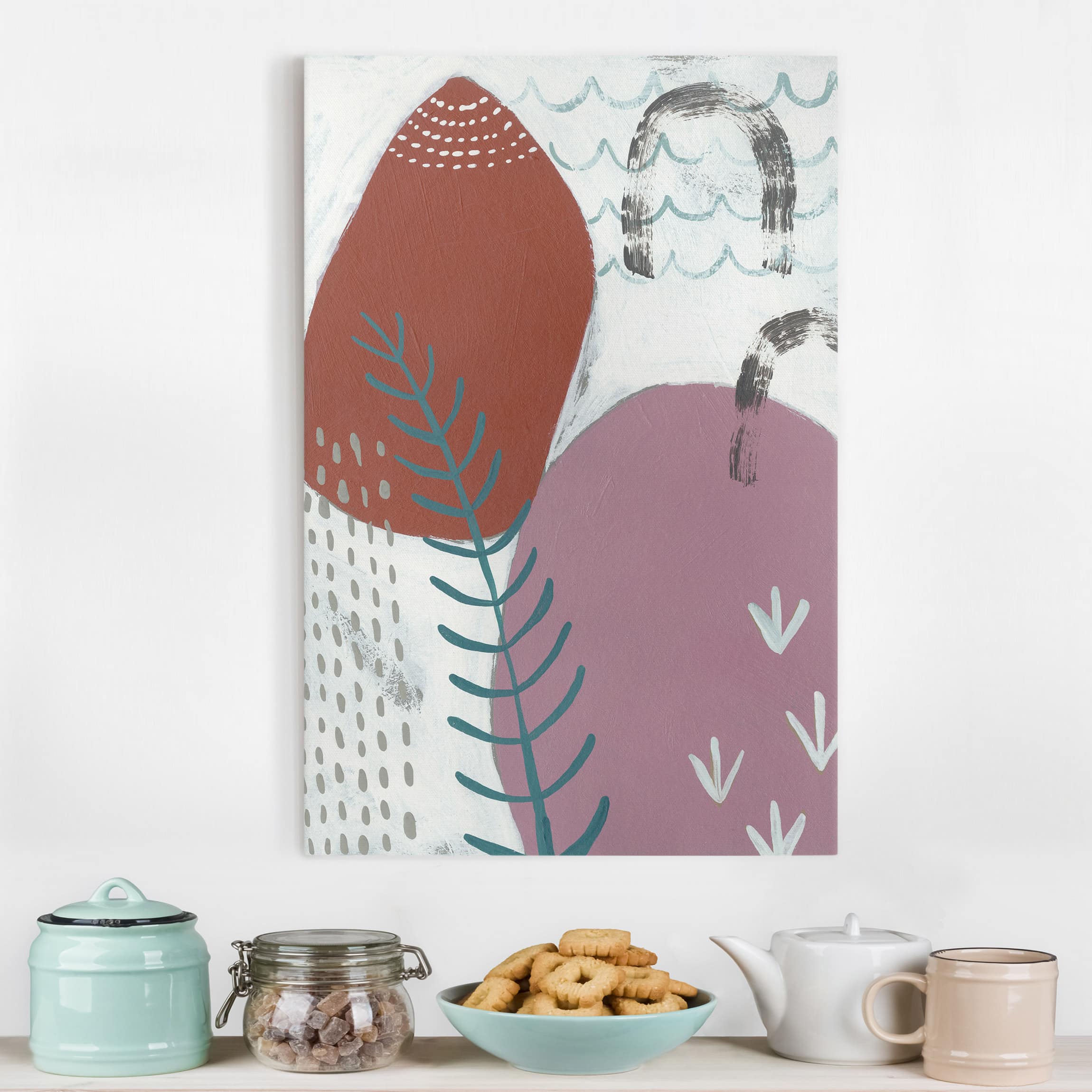 Leinwandbild - Hochformat Karneval der Formen in Beere II