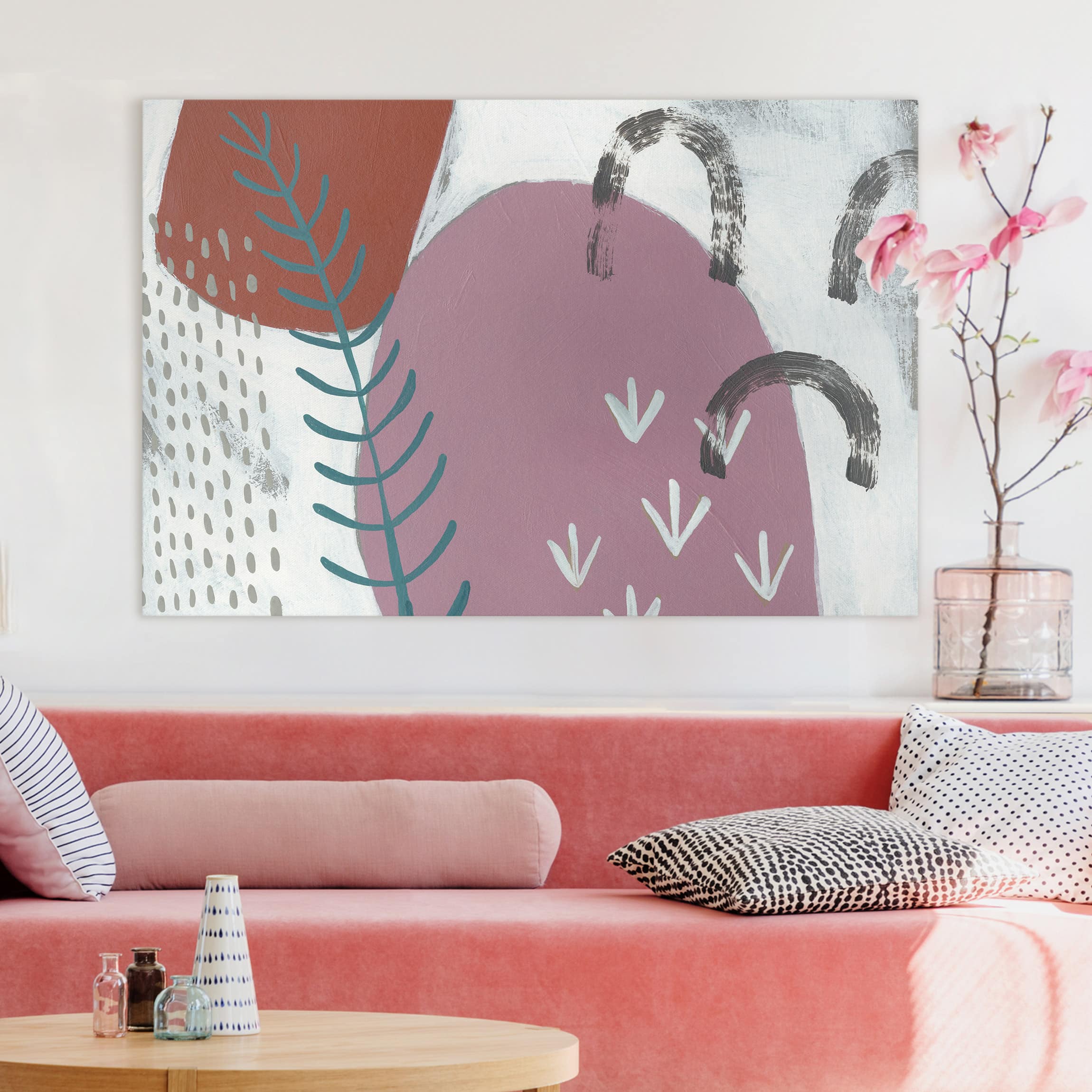 Leinwandbild - Querformat Karneval der Formen in Beere II