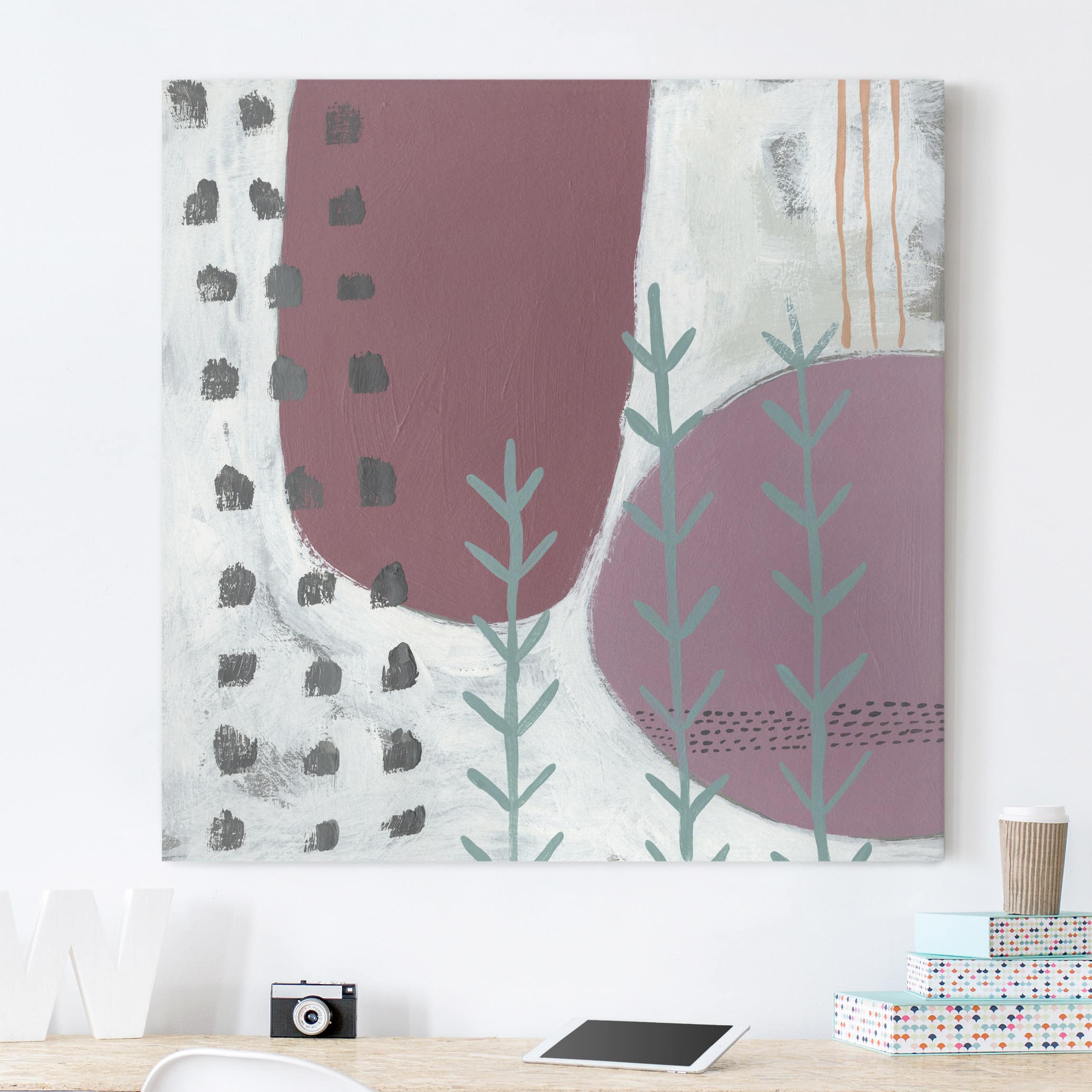 Leinwandbild - Quadrat Karneval der Formen in Beere III