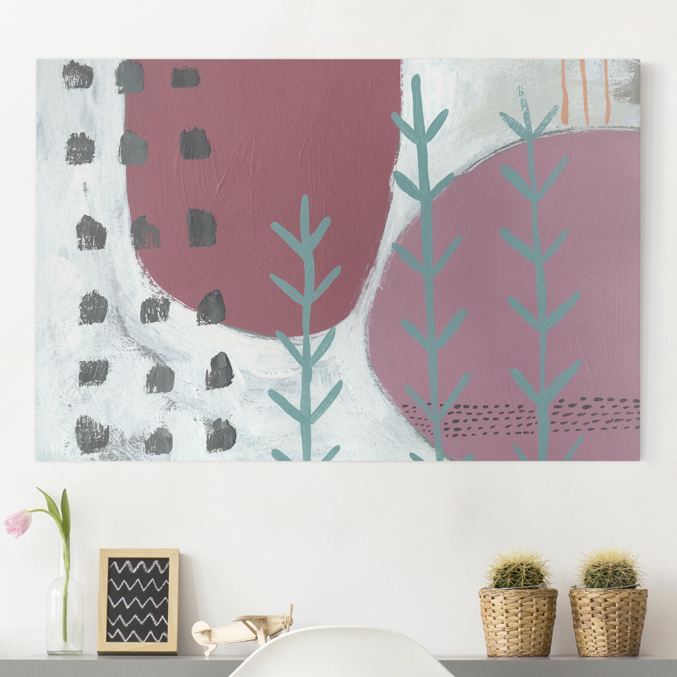 Leinwandbild - Querformat Karneval der Formen in Beere III