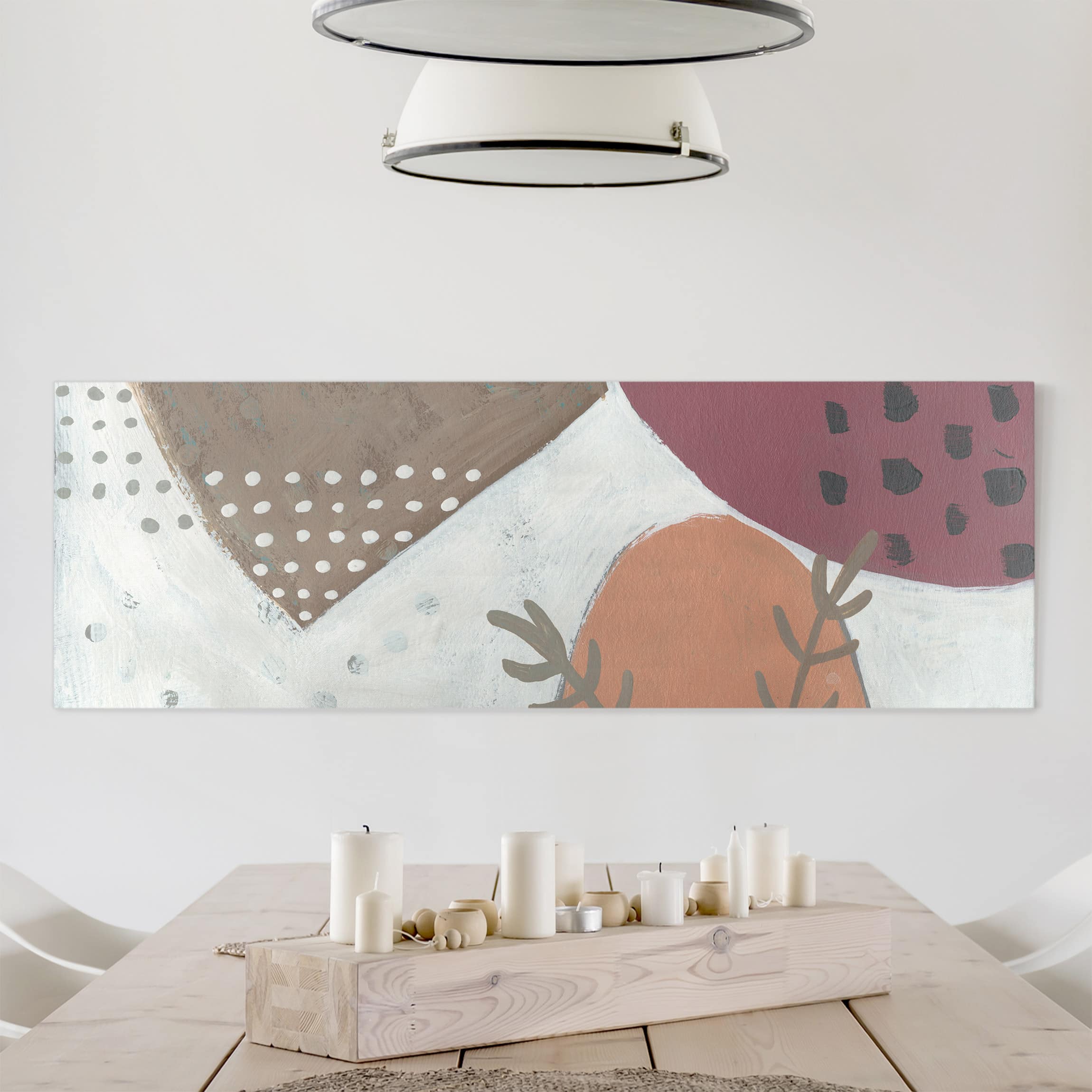 Leinwandbild - Panorama Karneval der Formen in Lachs II