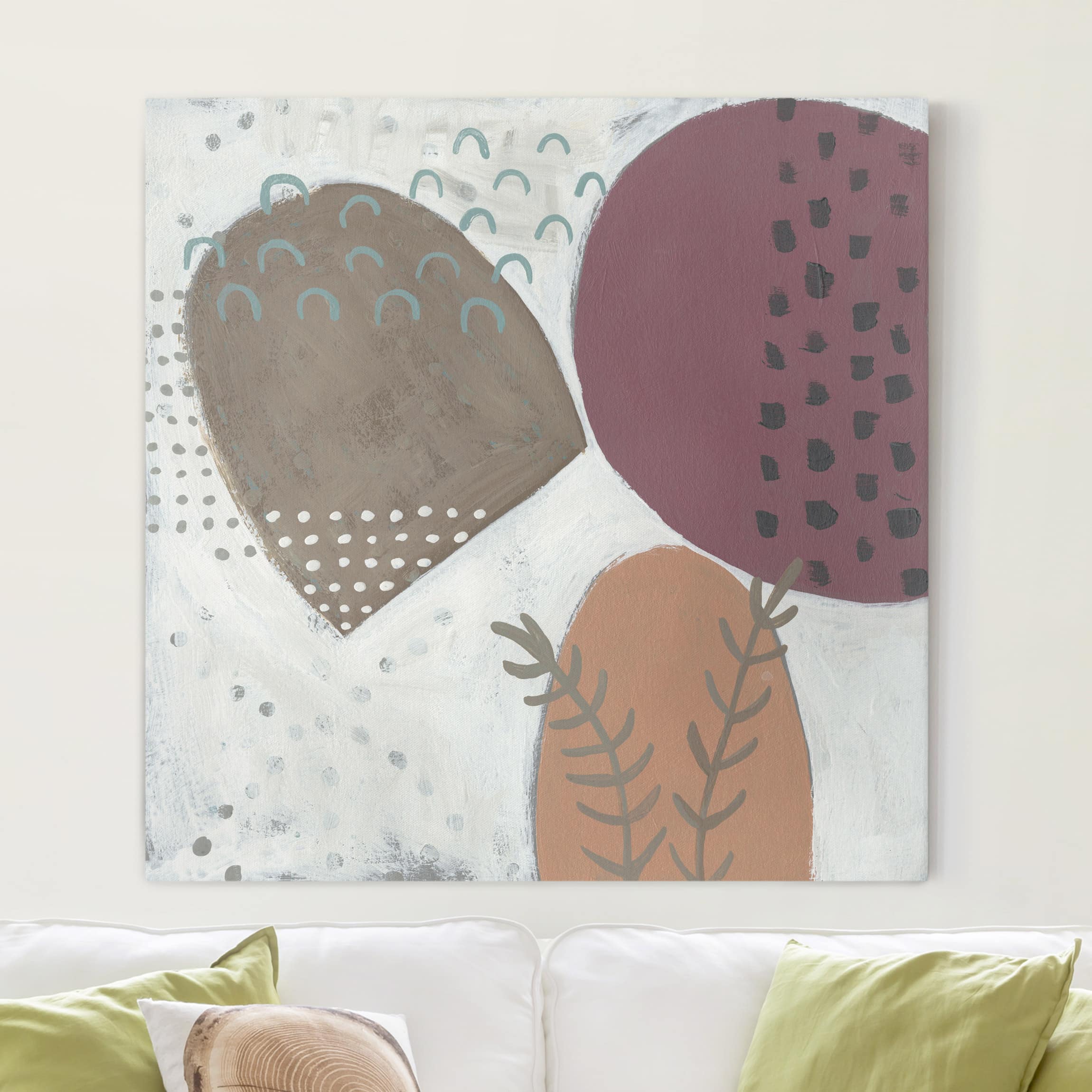 Leinwandbild - Quadrat Karneval der Formen in Lachs II