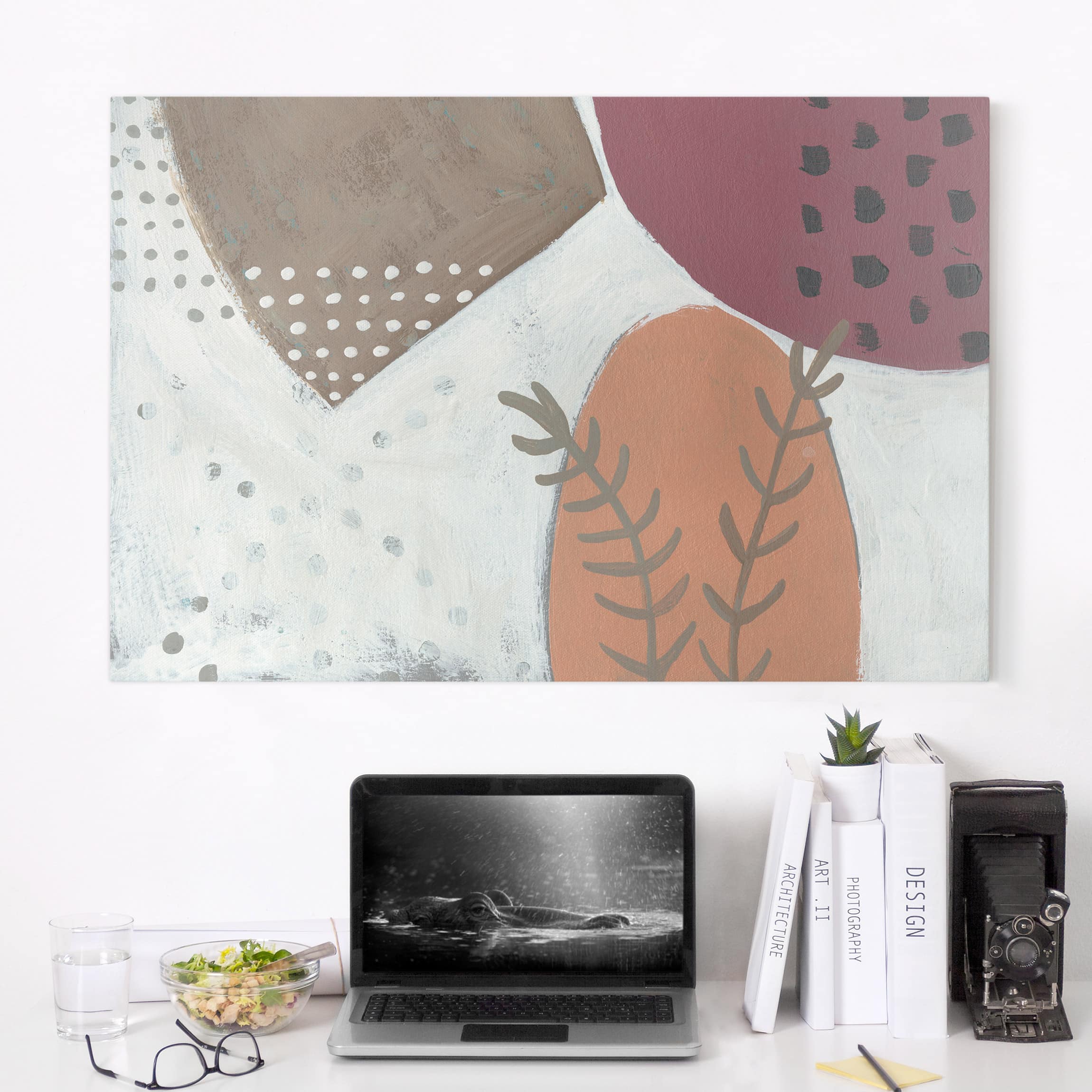 Leinwandbild - Querformat Karneval der Formen in Lachs II