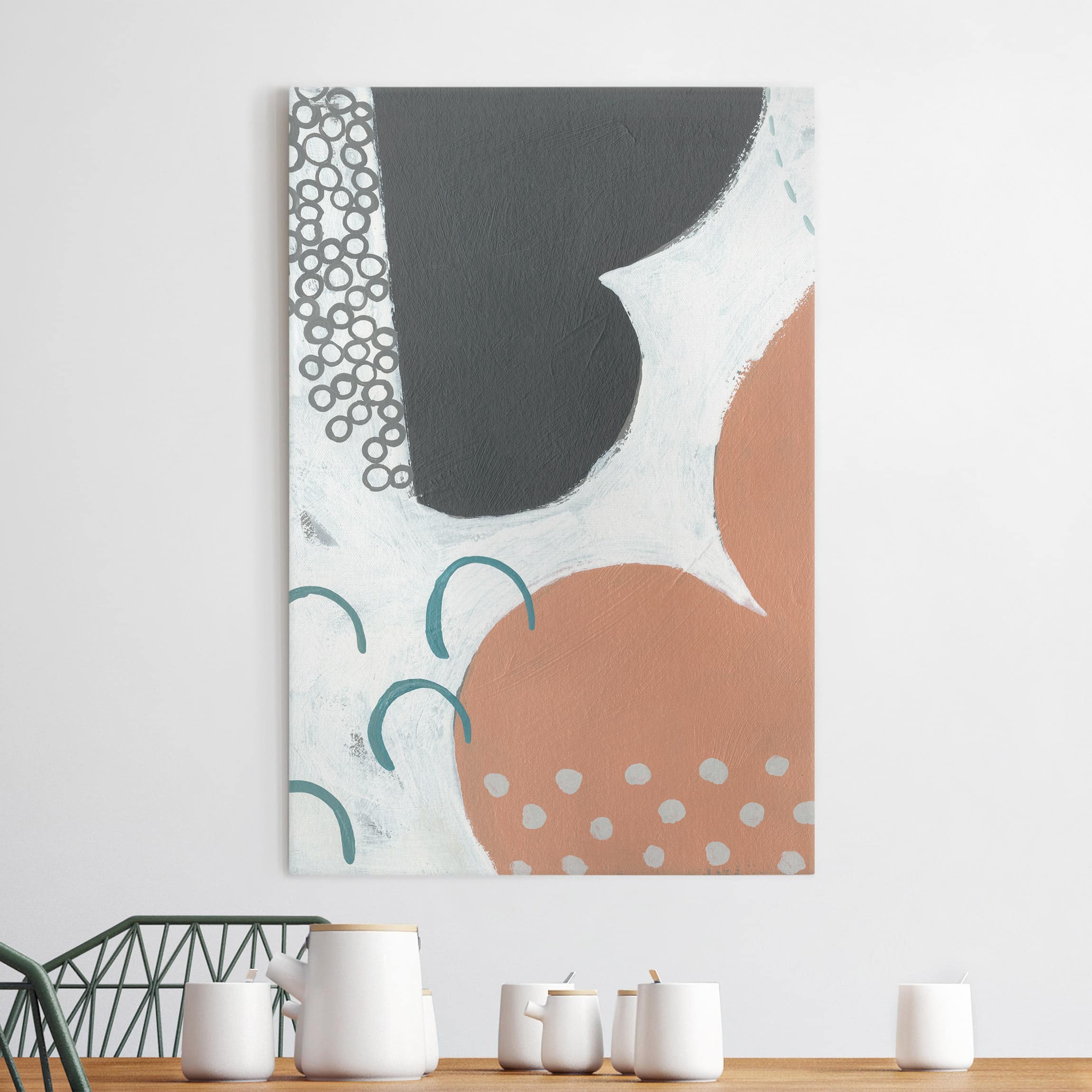 Leinwandbild - Hochformat Karneval der Formen in Lachs III