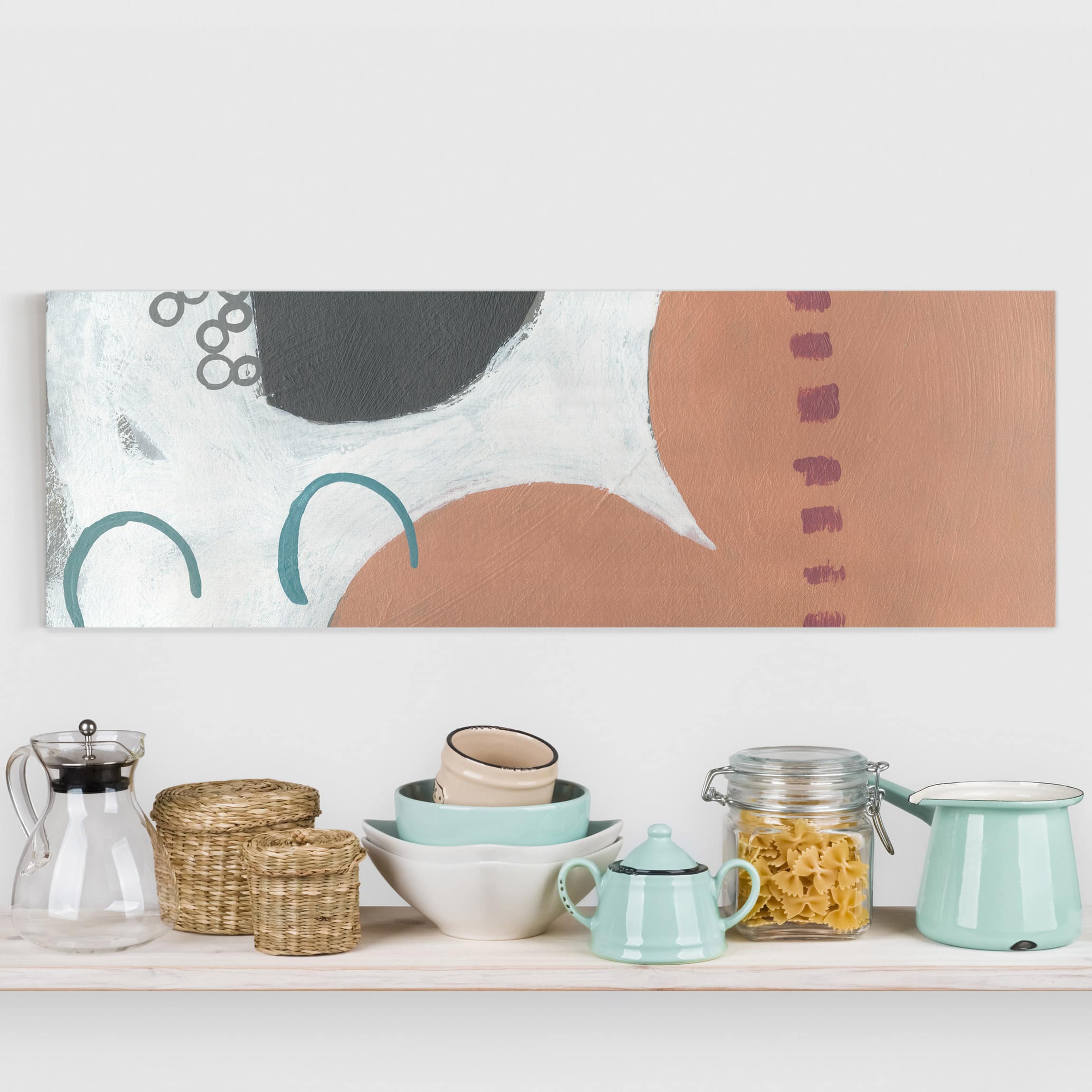 Leinwandbild - Panorama Karneval der Formen in Lachs III