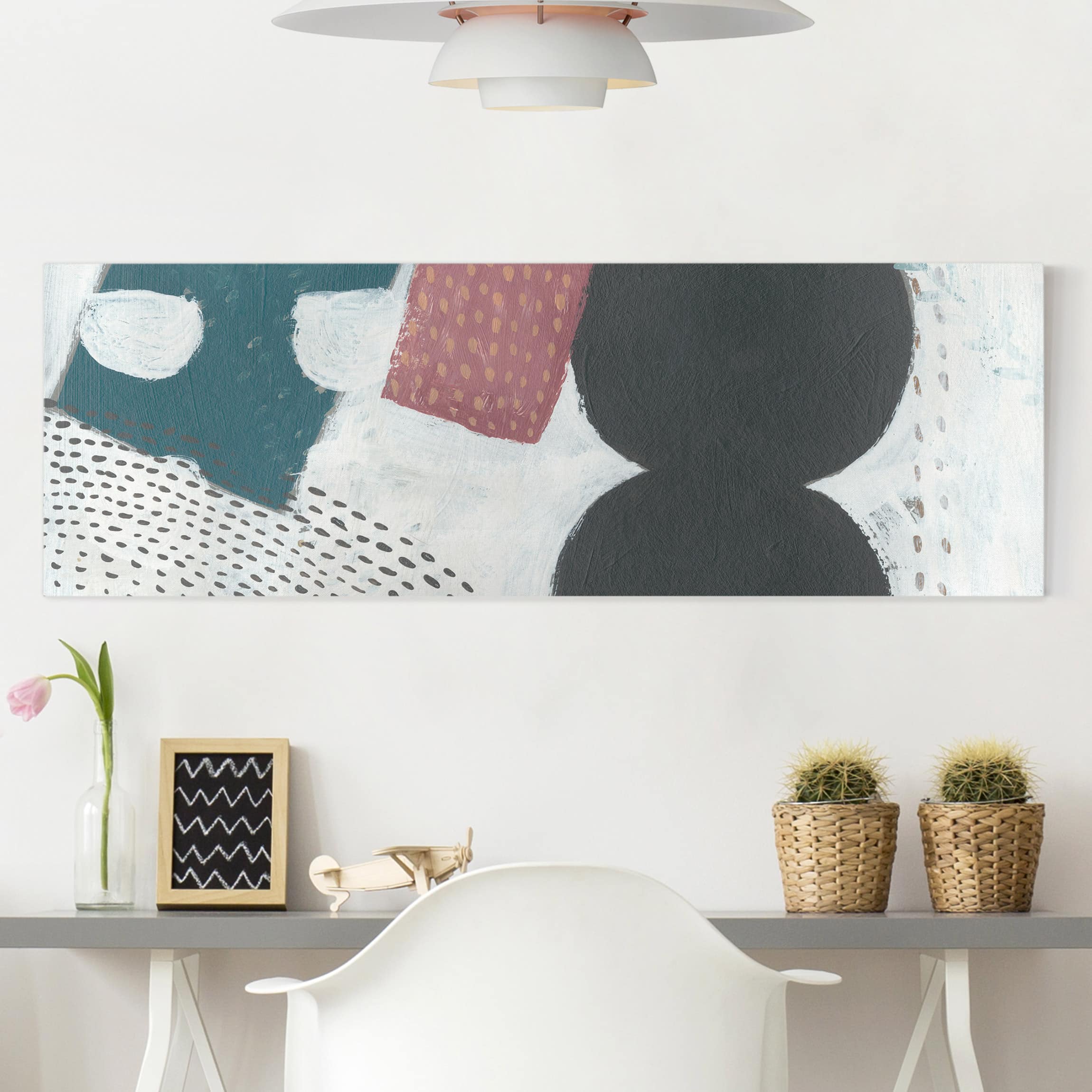 Leinwandbild - Panorama Karneval der Formen in Petrol I