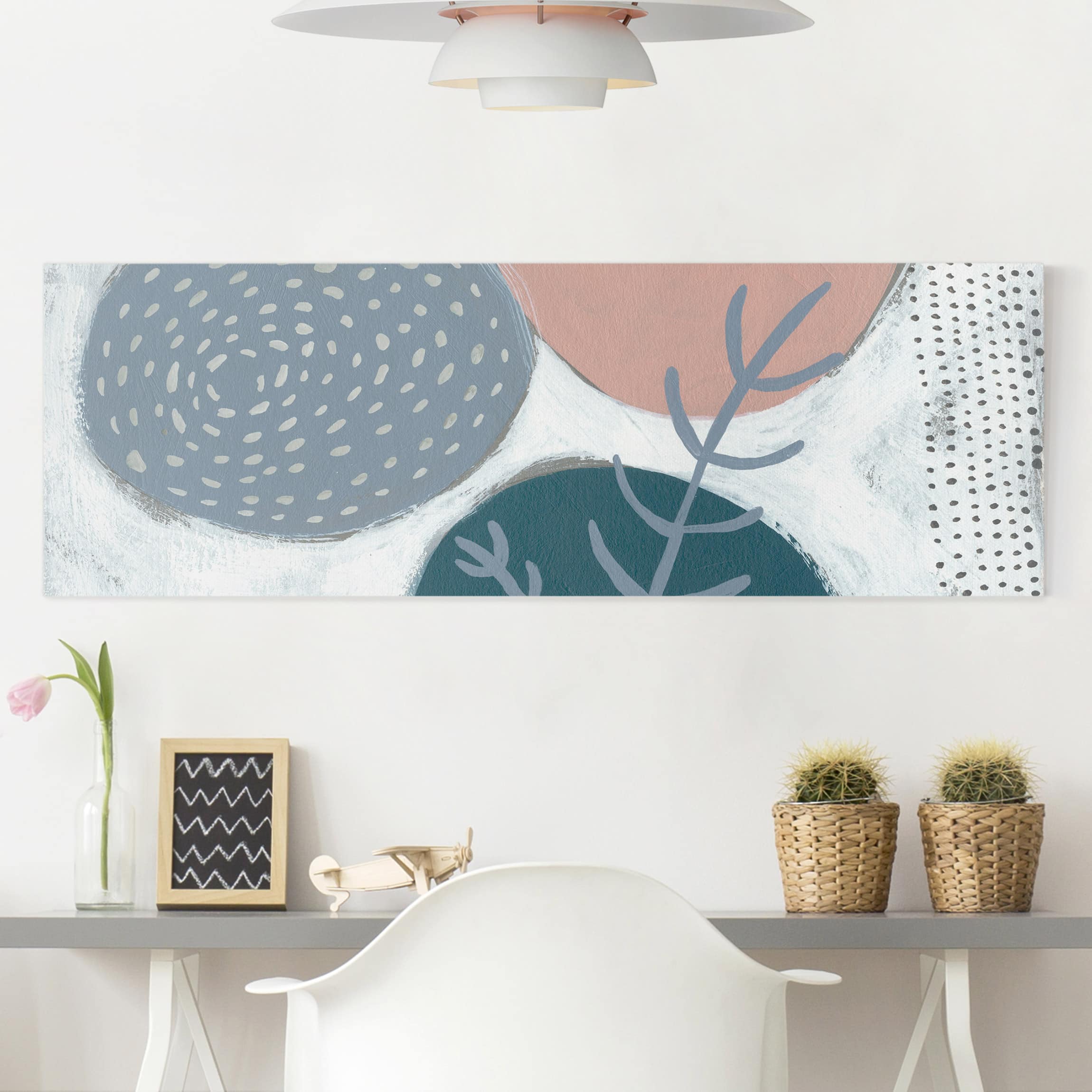 Leinwandbild - Panorama Karneval der Formen in Petrol II