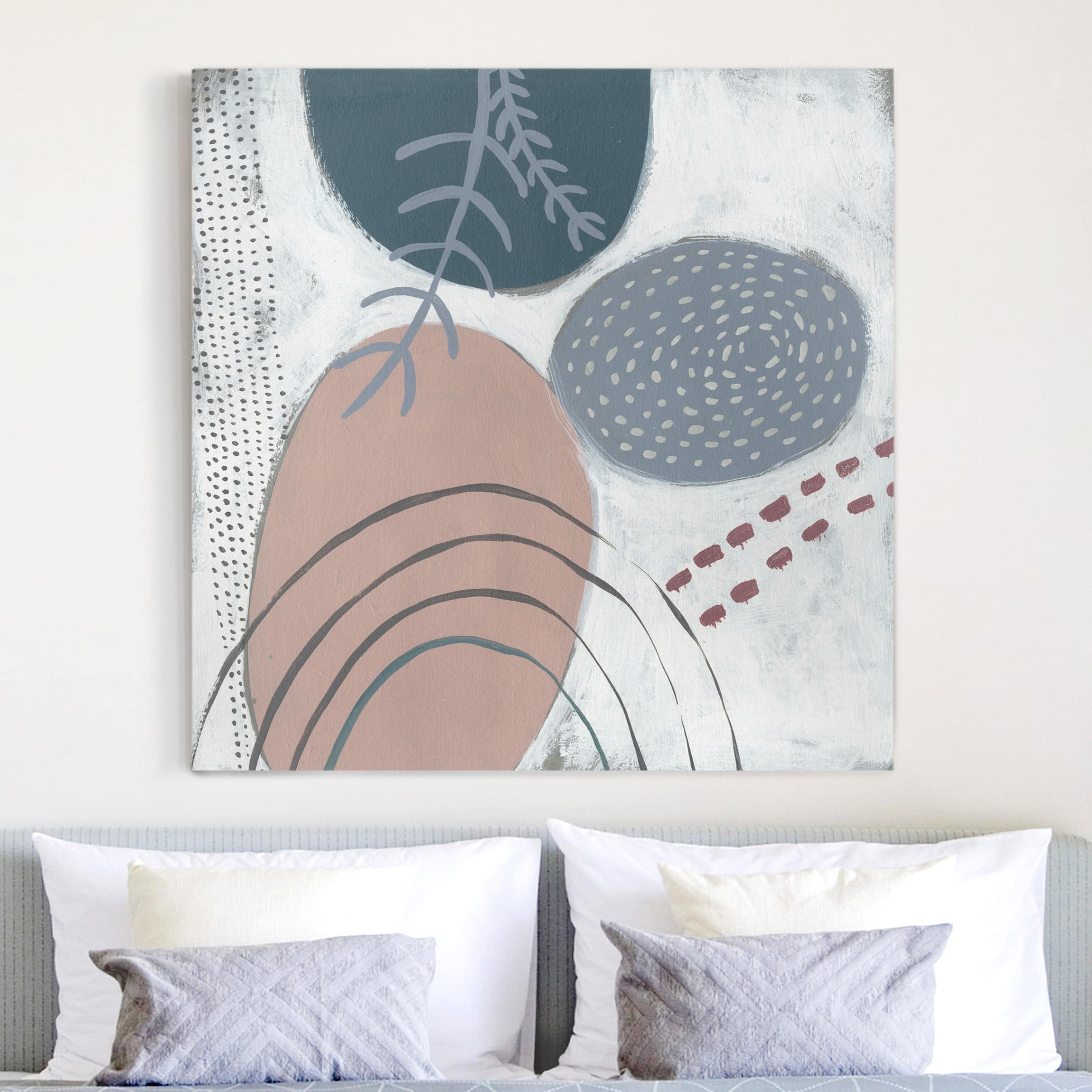 Leinwandbild - Quadrat Karneval der Formen in Petrol II