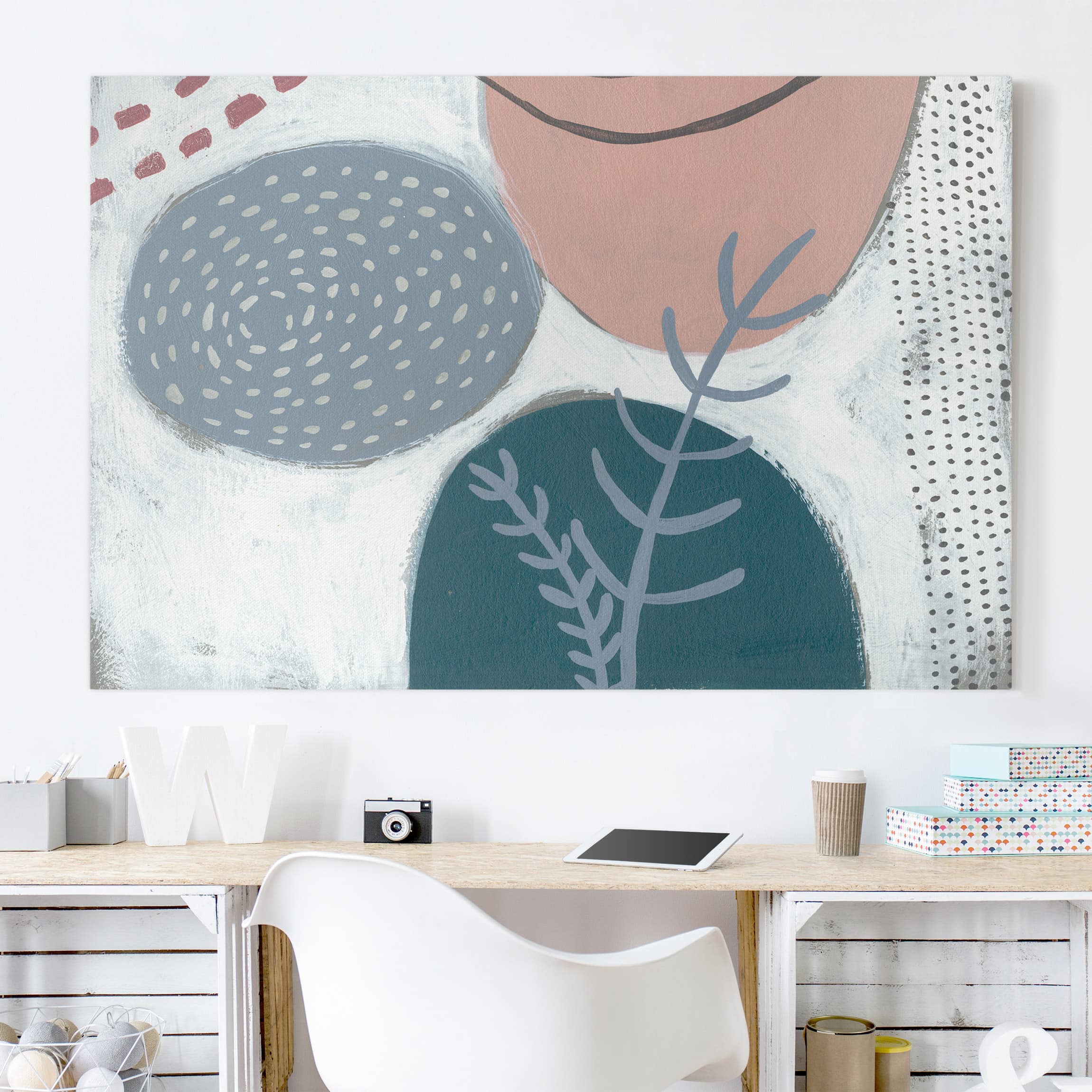 Leinwandbild - Querformat Karneval der Formen in Petrol II