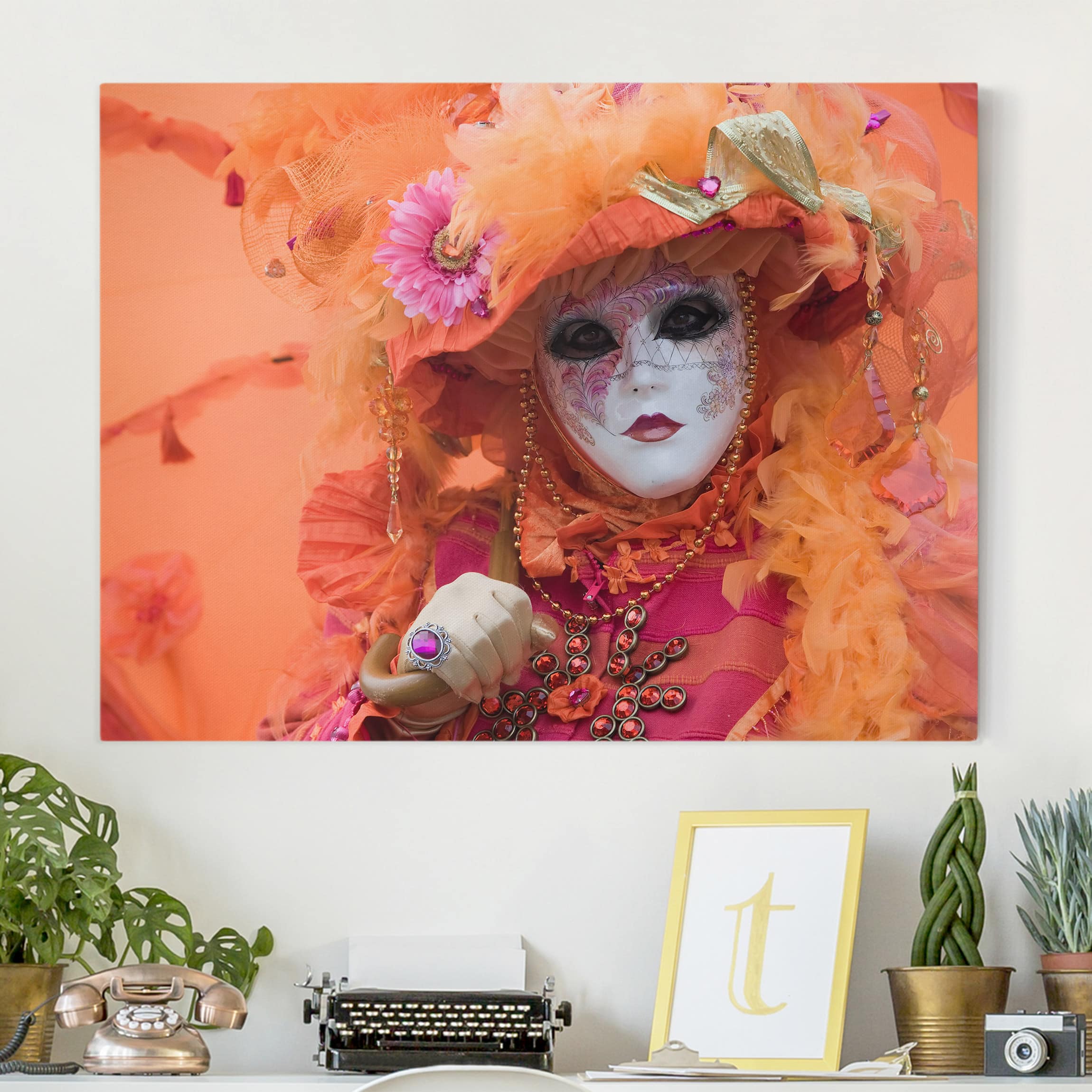 Leinwandbild - Querformat Karneval in Orange
