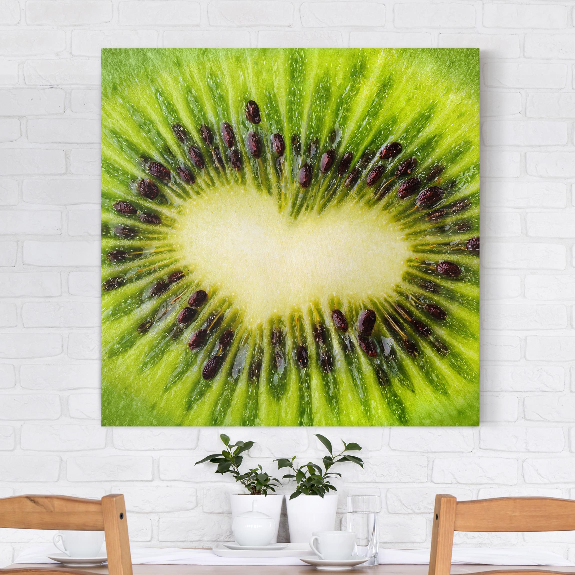 Leinwandbild - Quadrat Kiwi Heart