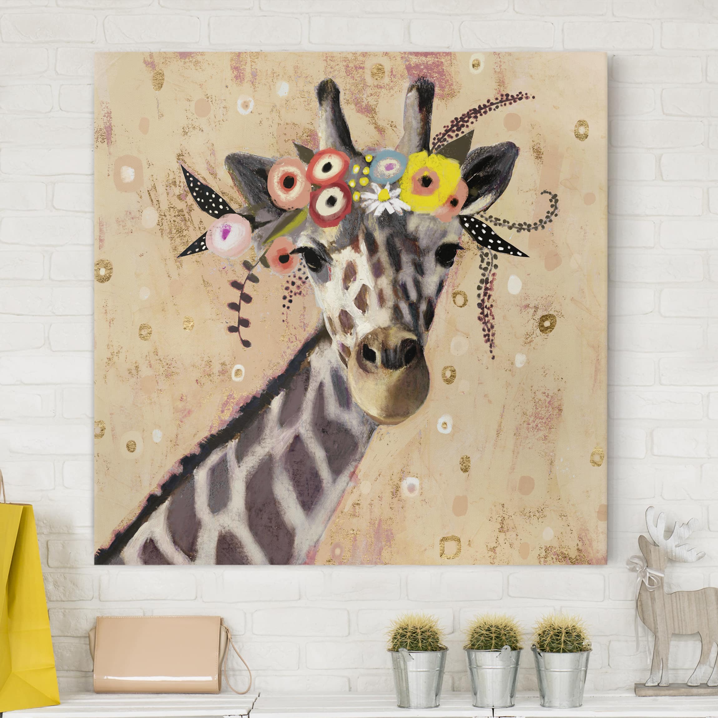 Leinwandbild Tiere Klimt Giraffe