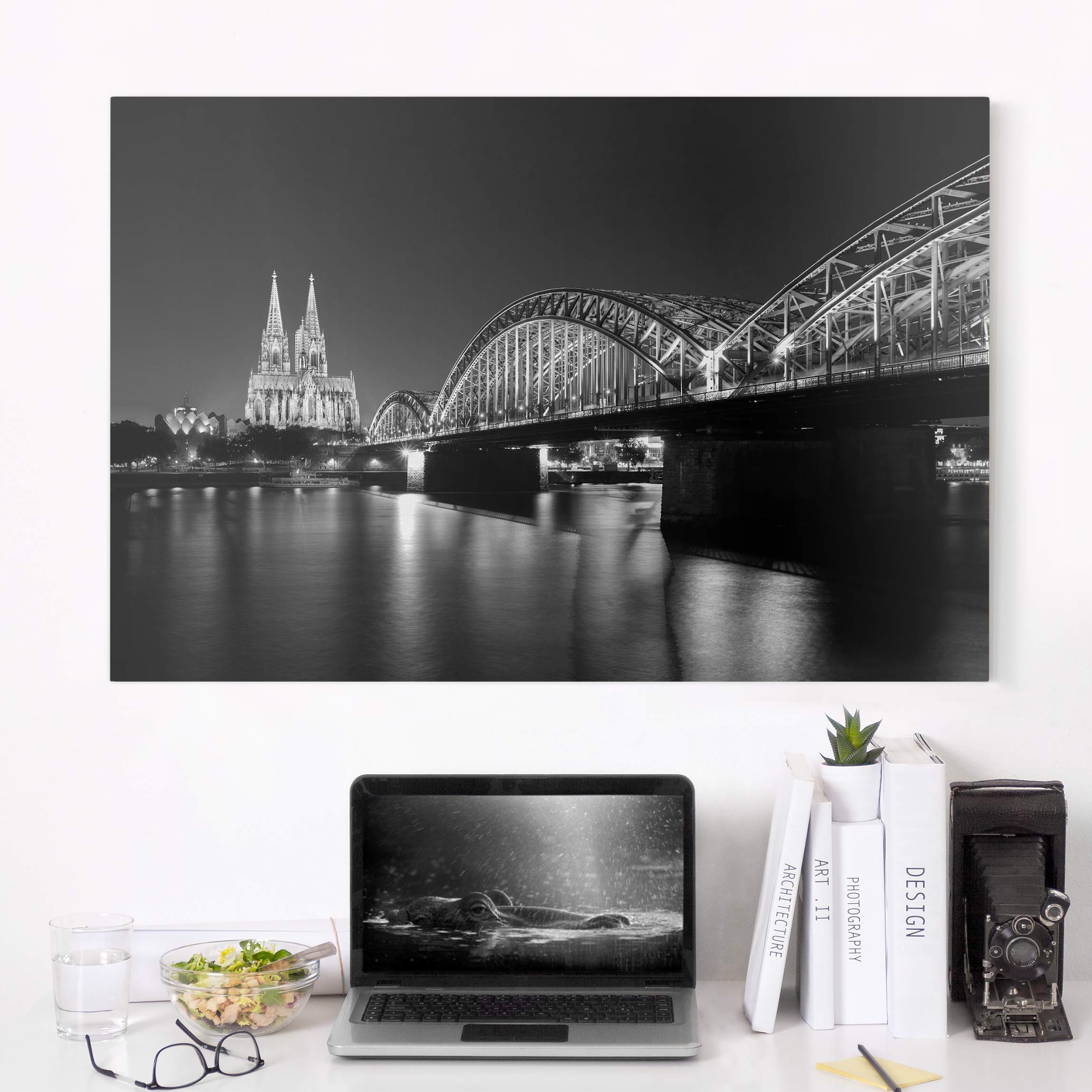 Leinwandbild - Querformat Köln bei Nacht II