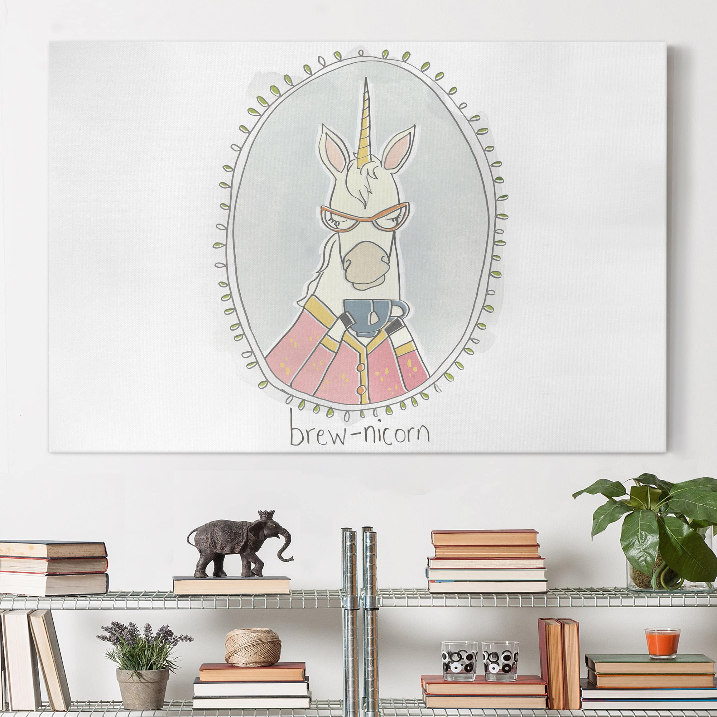 Leinwandbild - Querformat Koffeinhaltiges Einhorn