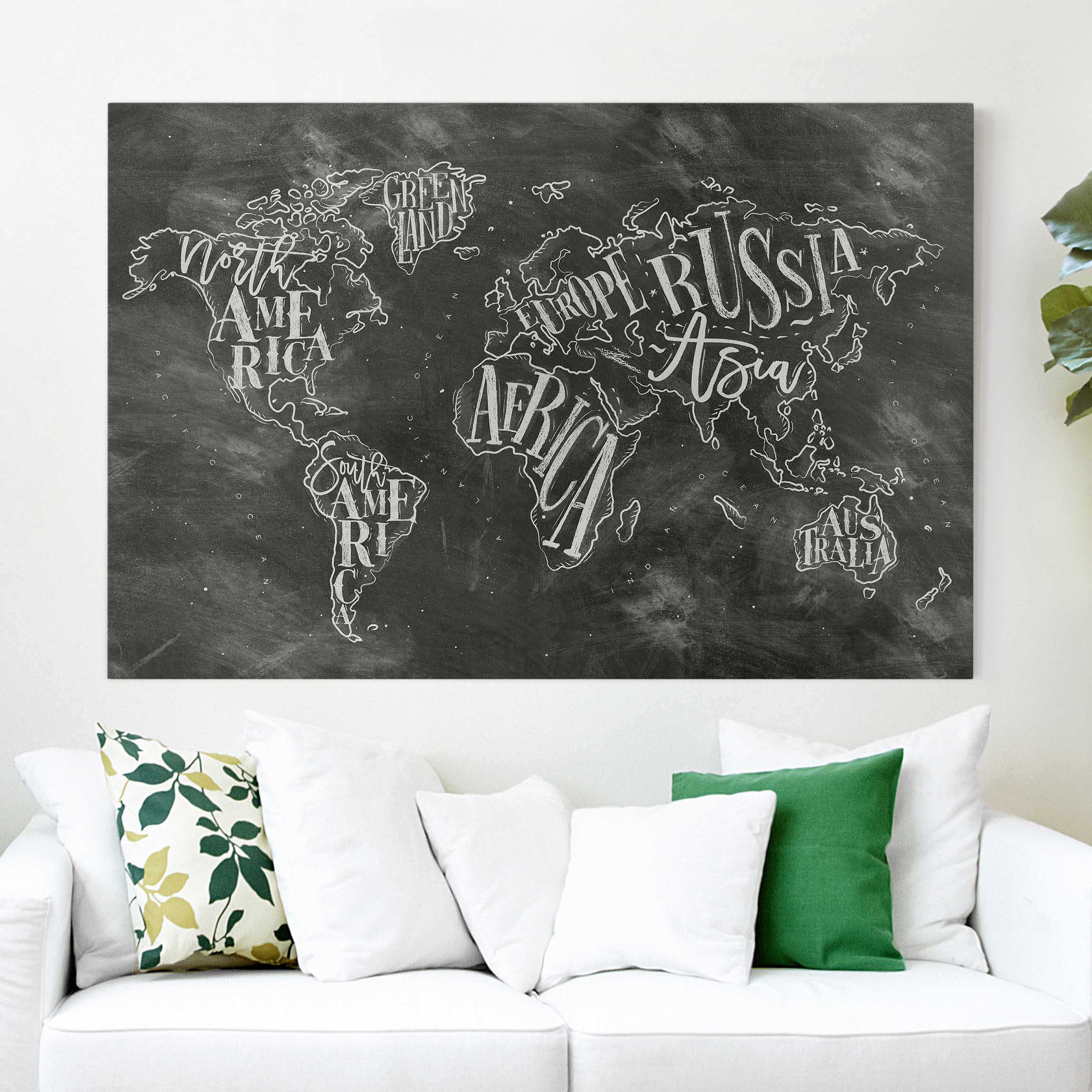Leinwandbild Weltkarte Kreide Weltkarte