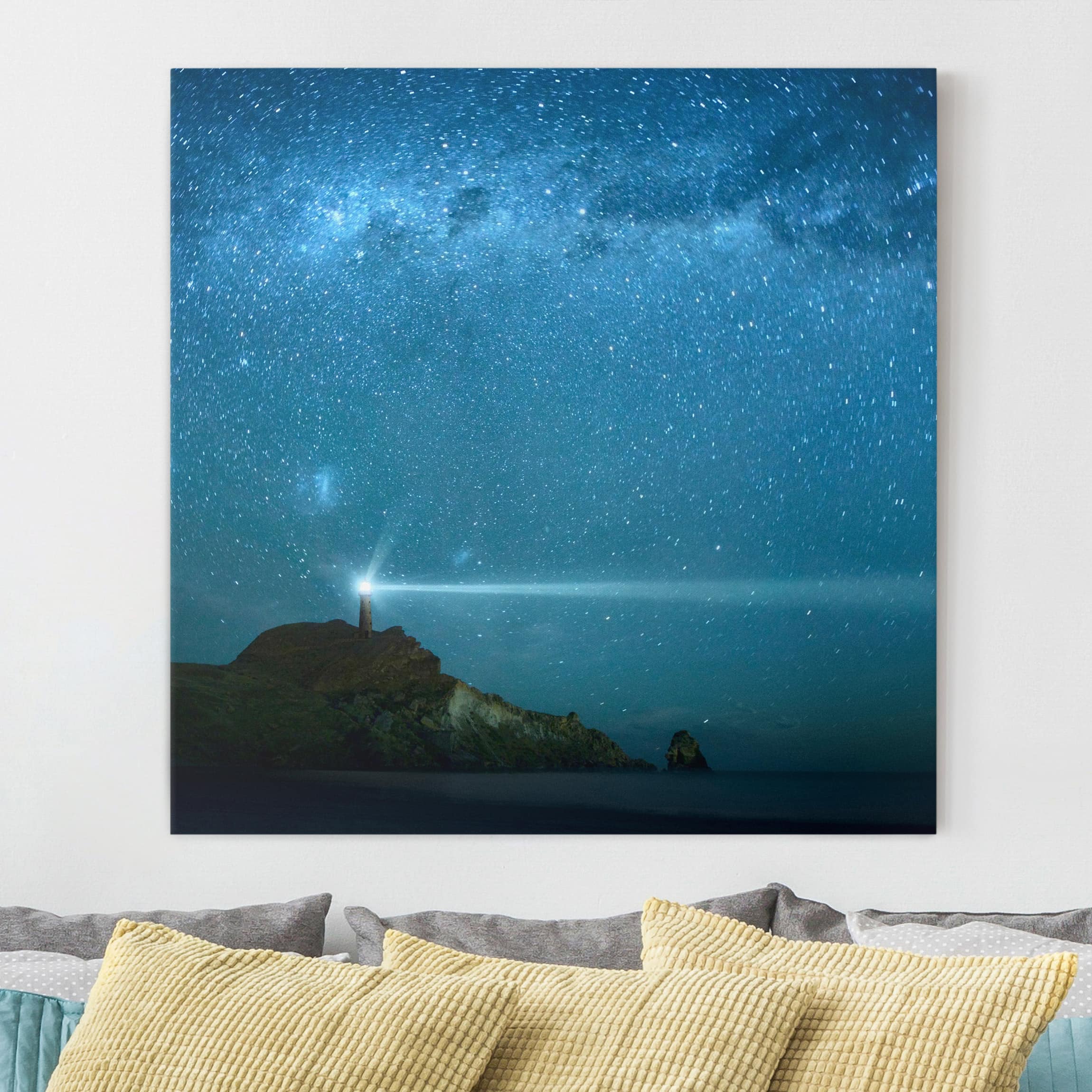 Leinwandbild - Quadrat Leuchtturm