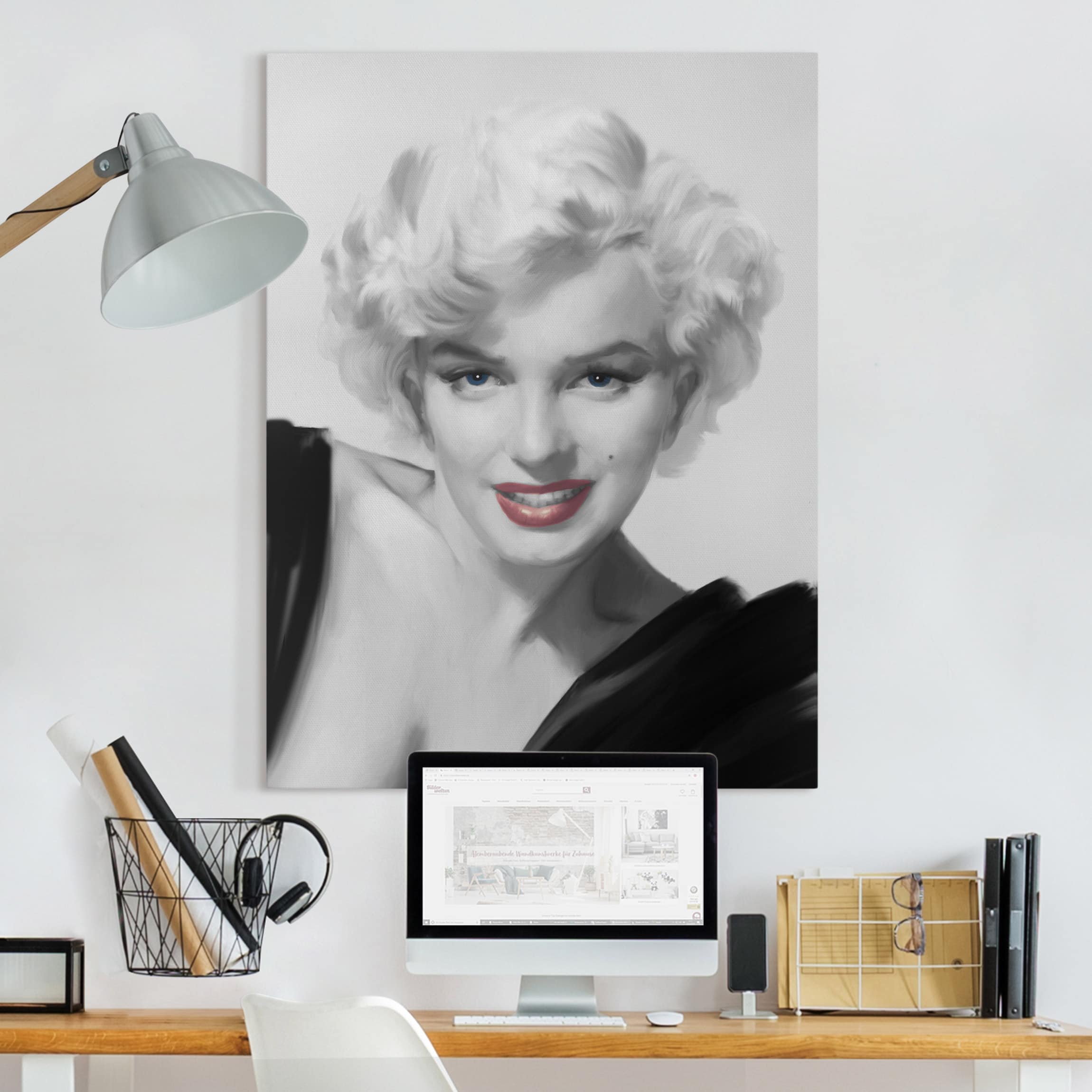 Leinwandbild Schwarz-Weiß Marilyn auf Sofa