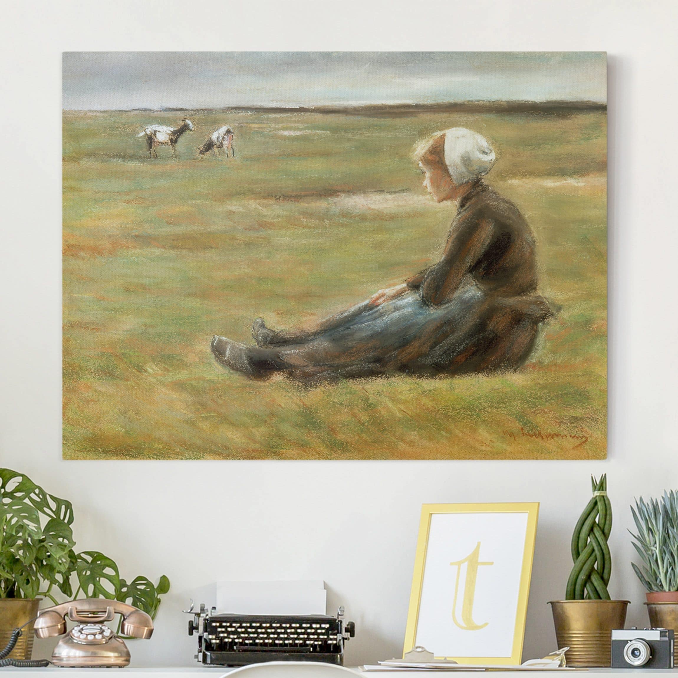 Leinwandbild - Querformat Max Liebermann - Die Ziegenhirtin