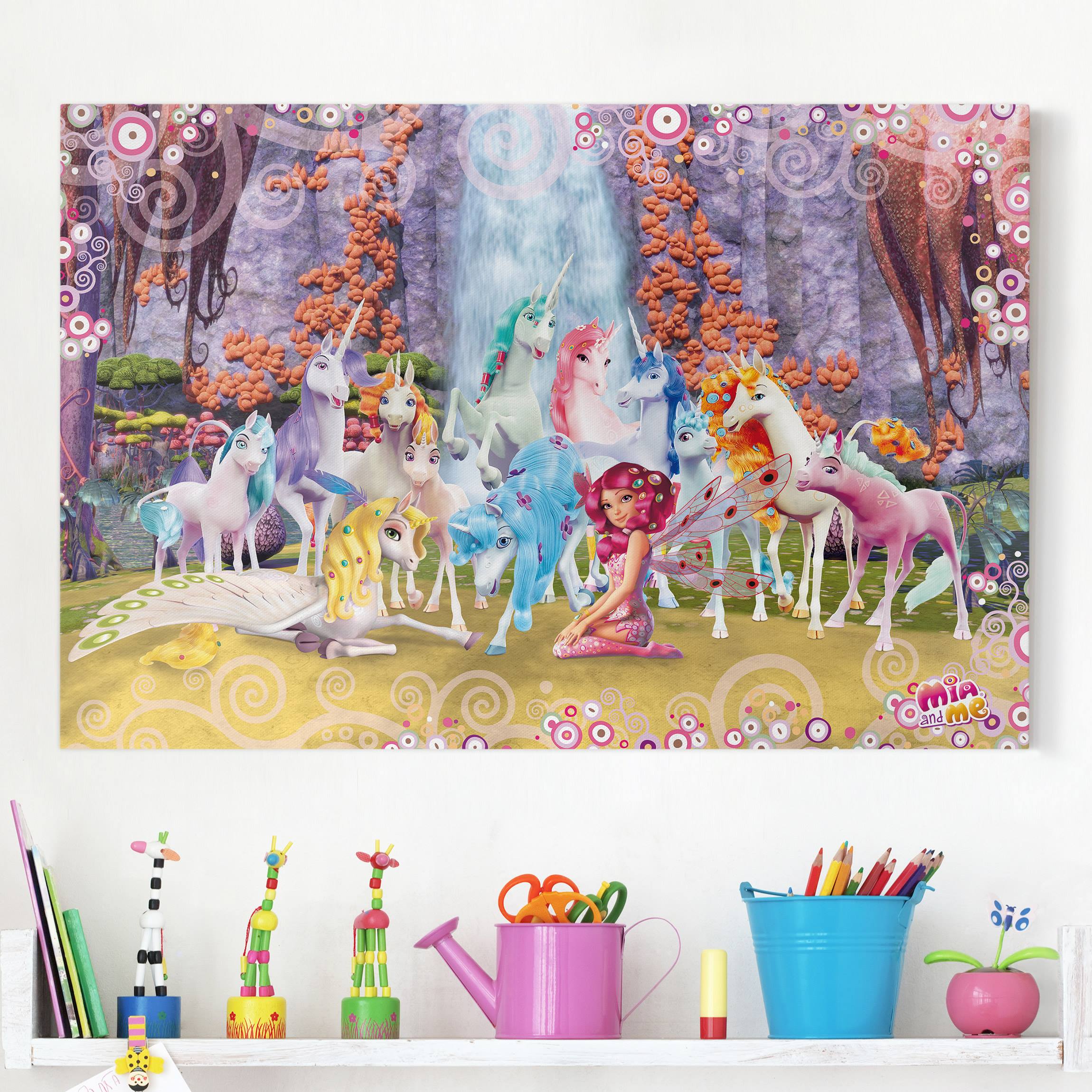 Leinwandbild Kinderzimmer Mia and me - Mia und Onchao mit den Einhörnern von Centopia