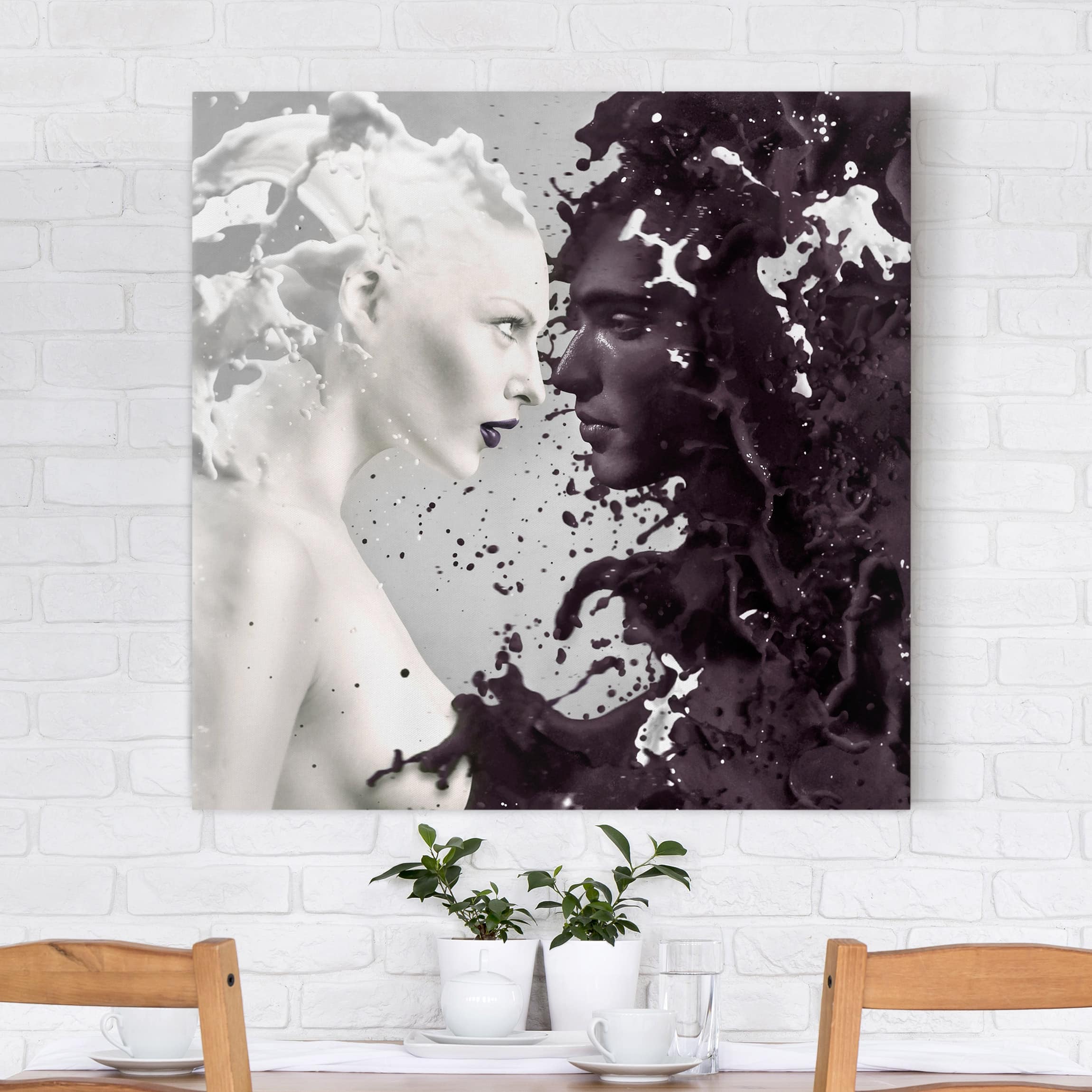 Leinwandbild - Quadrat Milk & Coffee