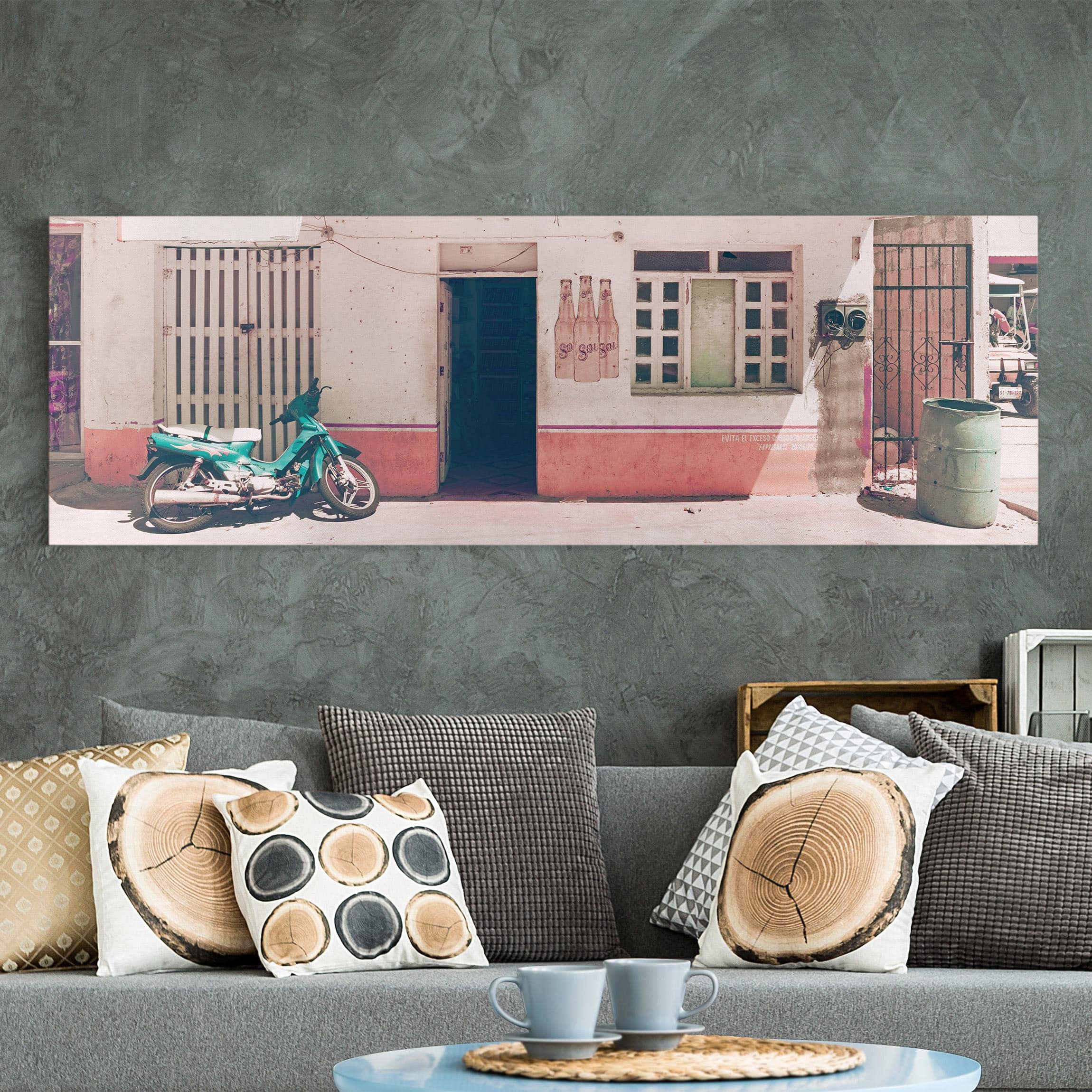 Leinwandbild - Panorama Mini Supermarkt Vintage