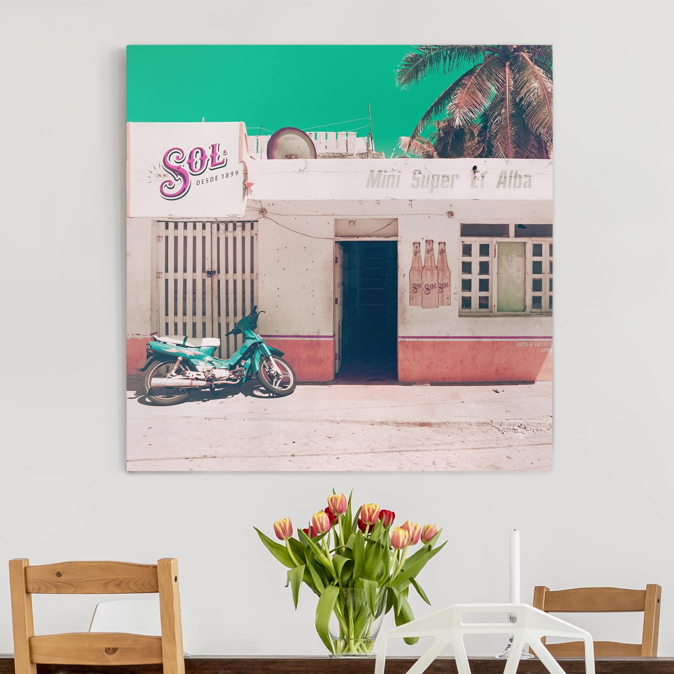 Leinwandbild - Quadrat Mini Supermarkt Vintage