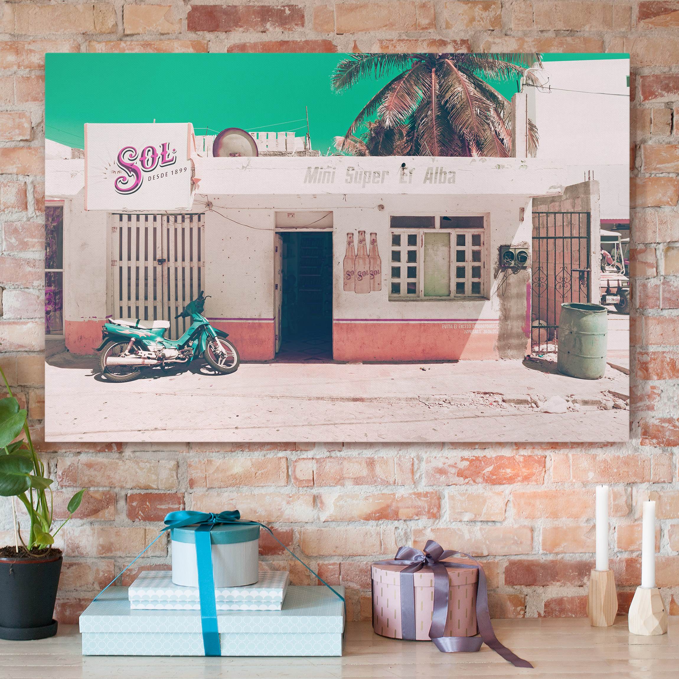 Leinwandbild - Querformat Mini Supermarkt Vintage