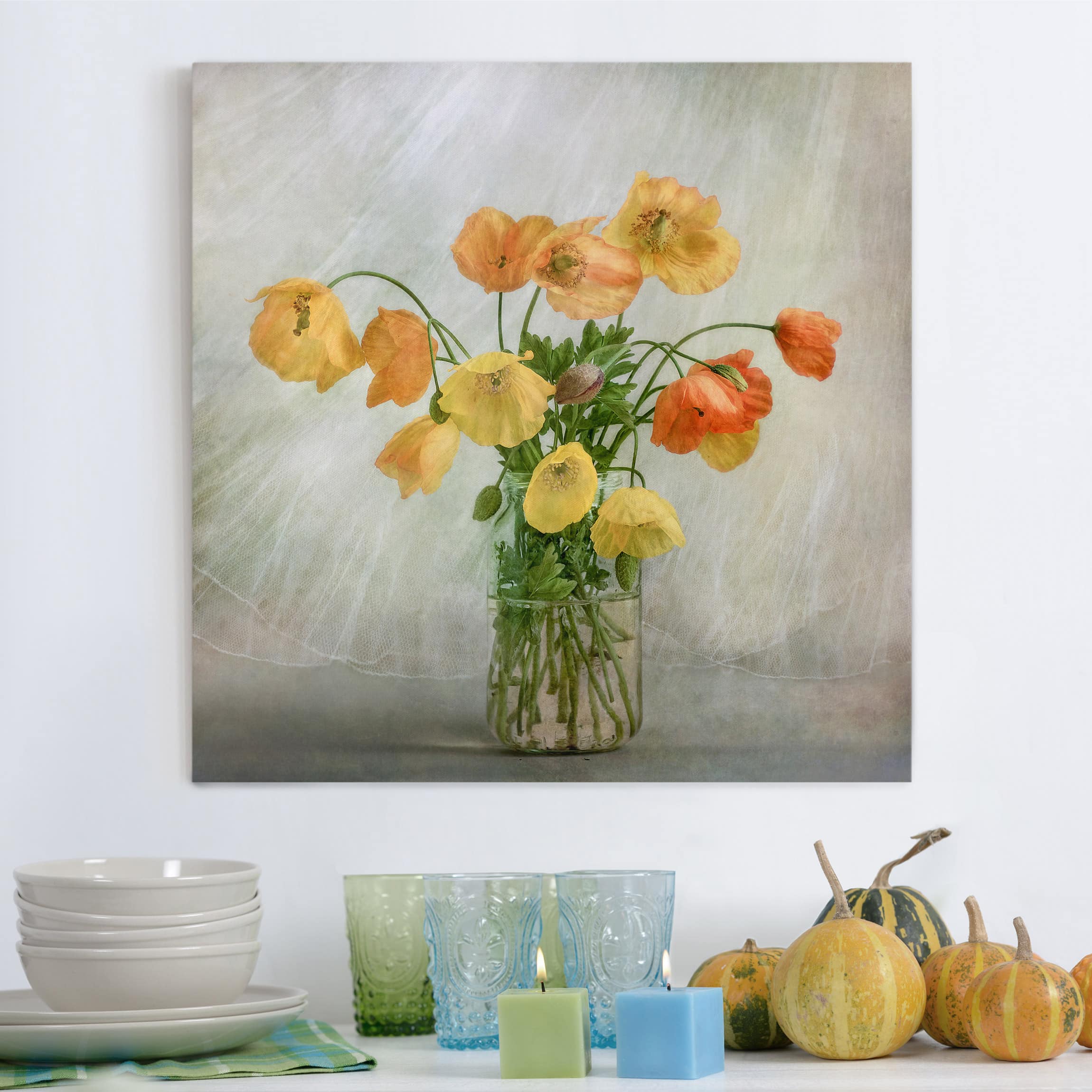 Leinwandbild Blumen Mohnblumen in einer Vase