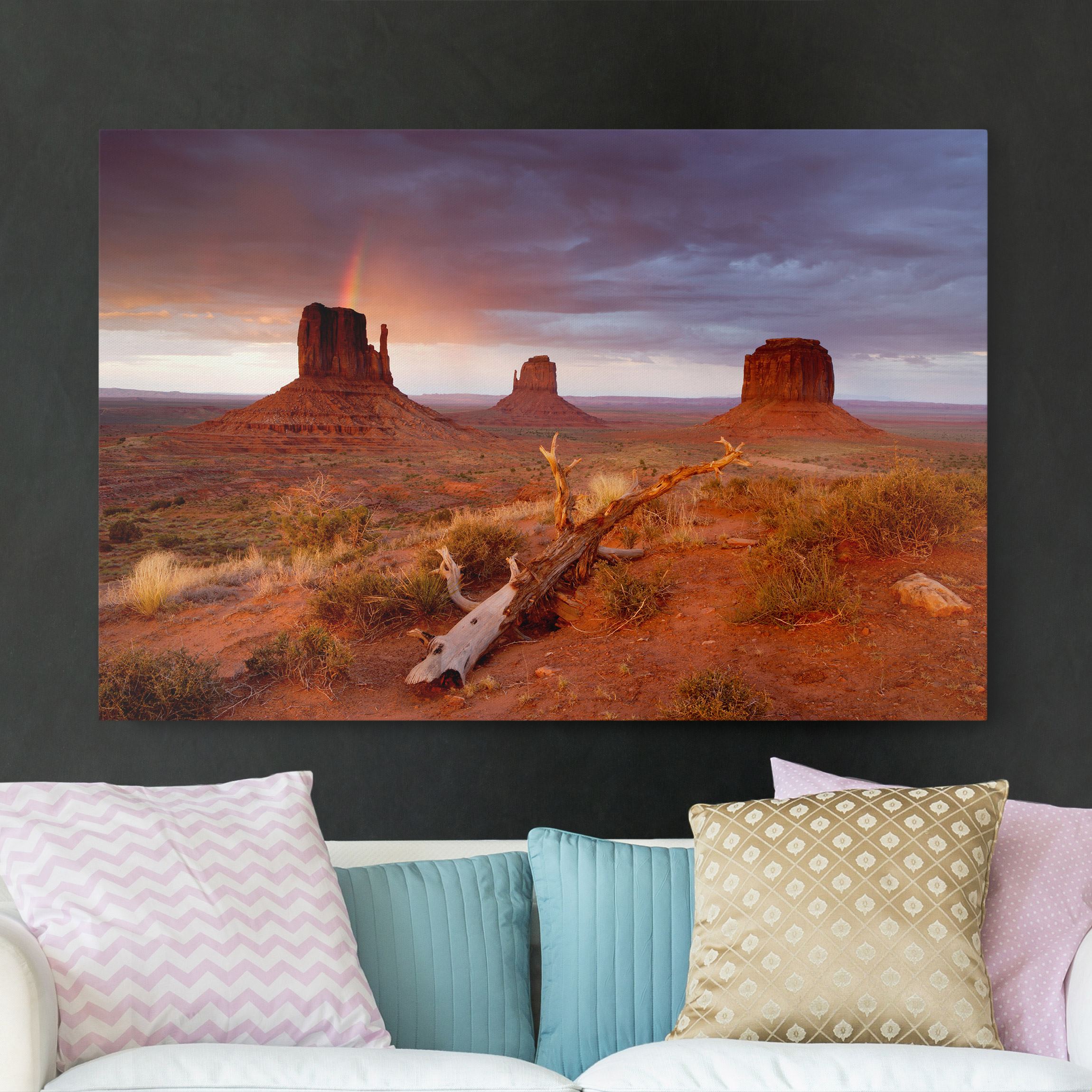 Leinwandbild - Querformat Monument Valley bei Sonnenuntergang