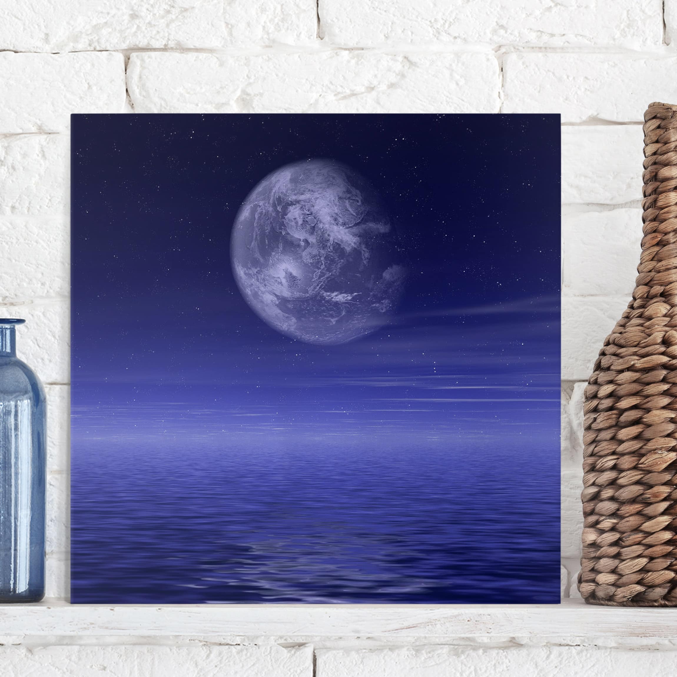 Leinwandbild - Quadrat Moon and Ocean