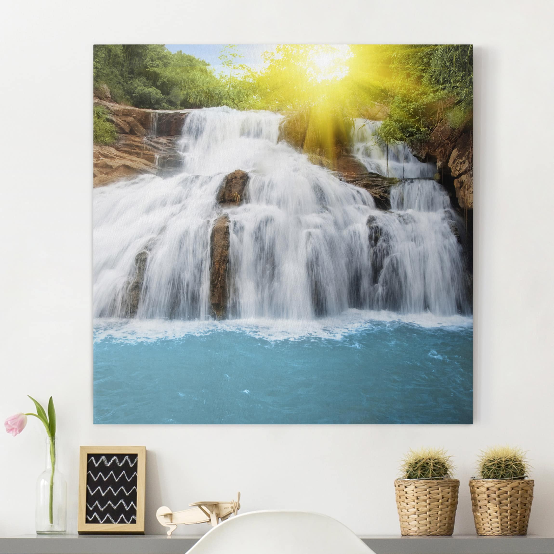 Leinwandbild - Quadrat Morgen im Paradies