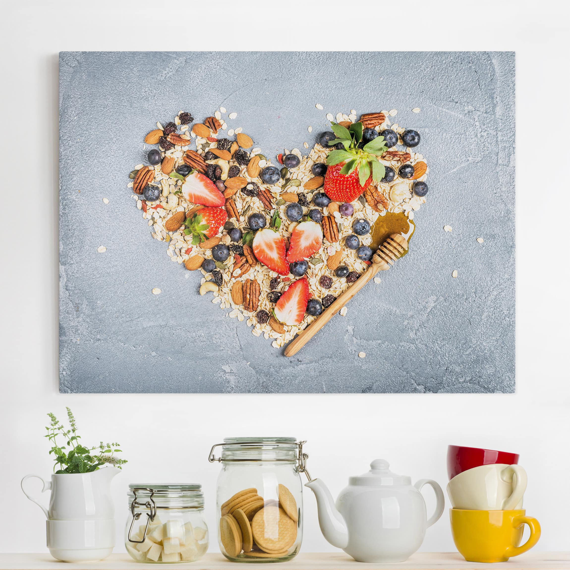 Leinwandbild Küche Müsliherz