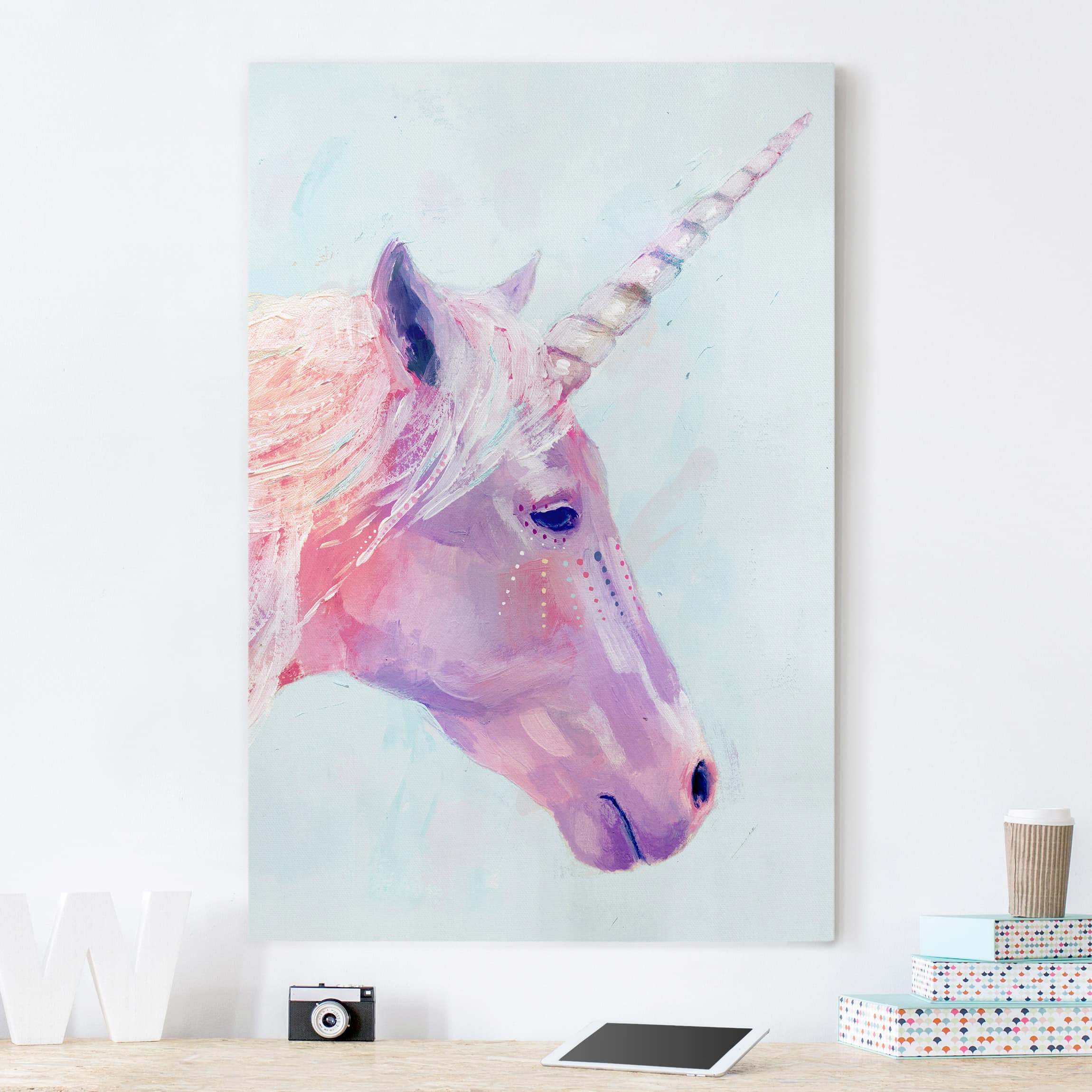 Leinwandbild - Hochformat Mystisches Einhorn I