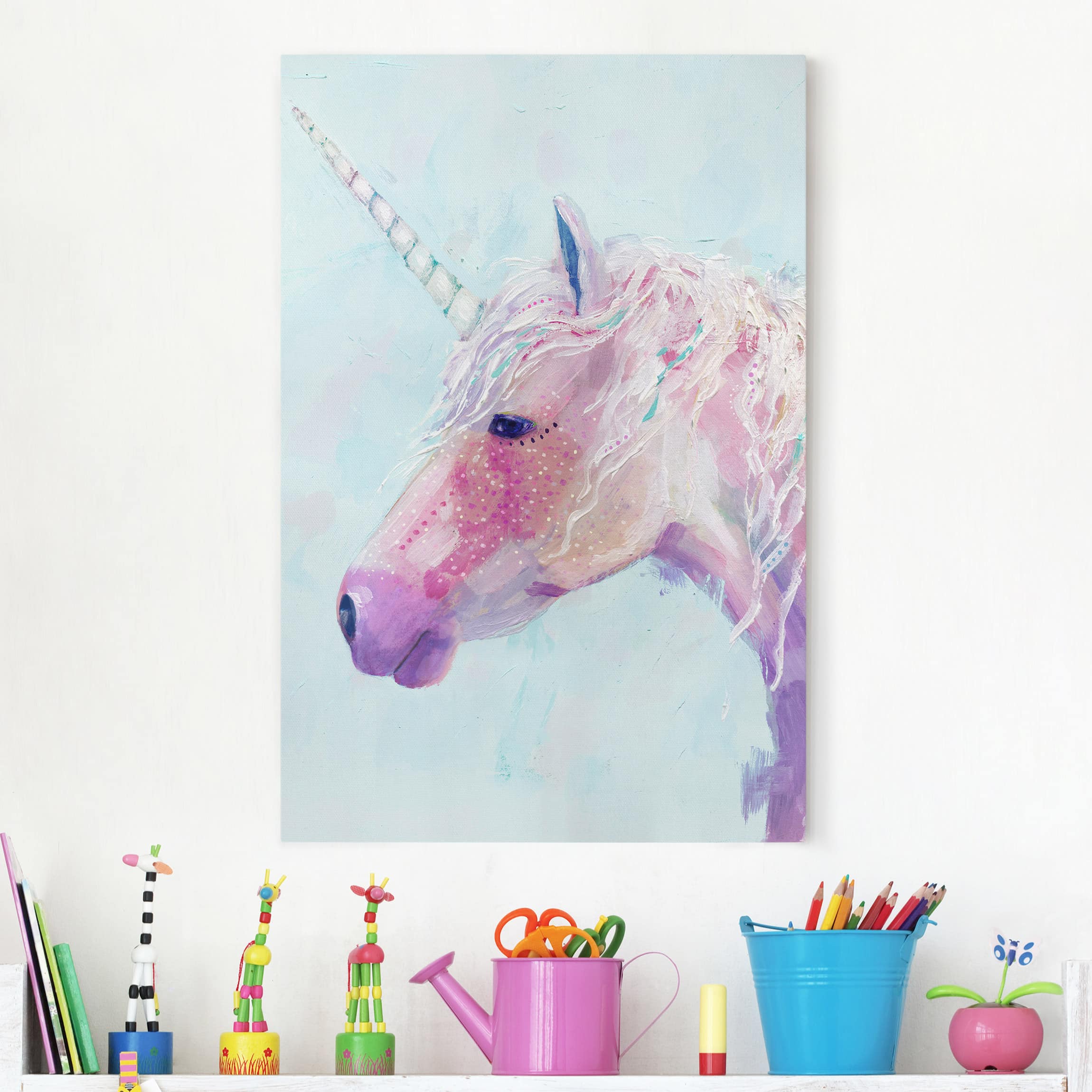 Leinwandbild - Hochformat Mystisches Einhorn II