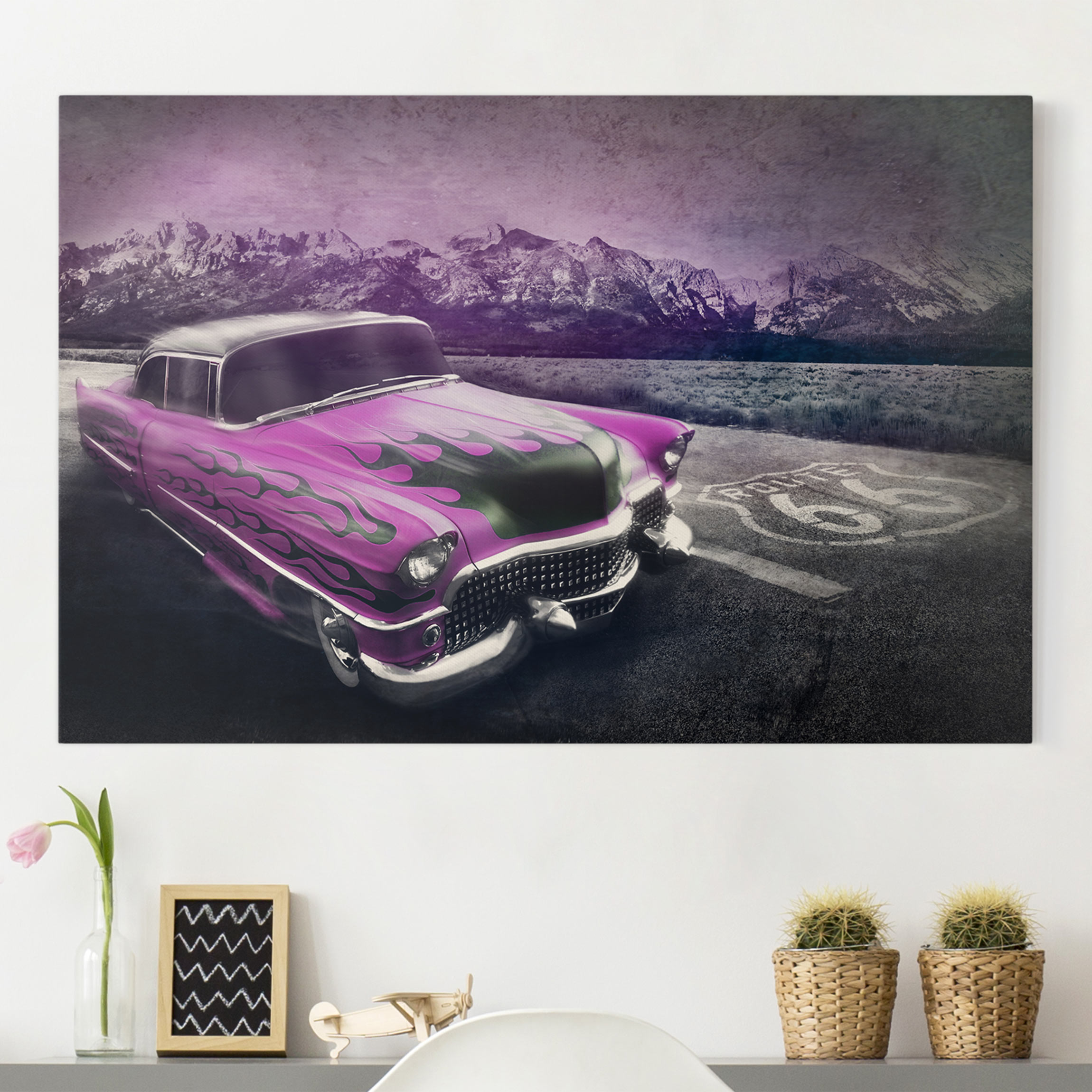 Leinwandbild - Querformat Route66 Cadillac
