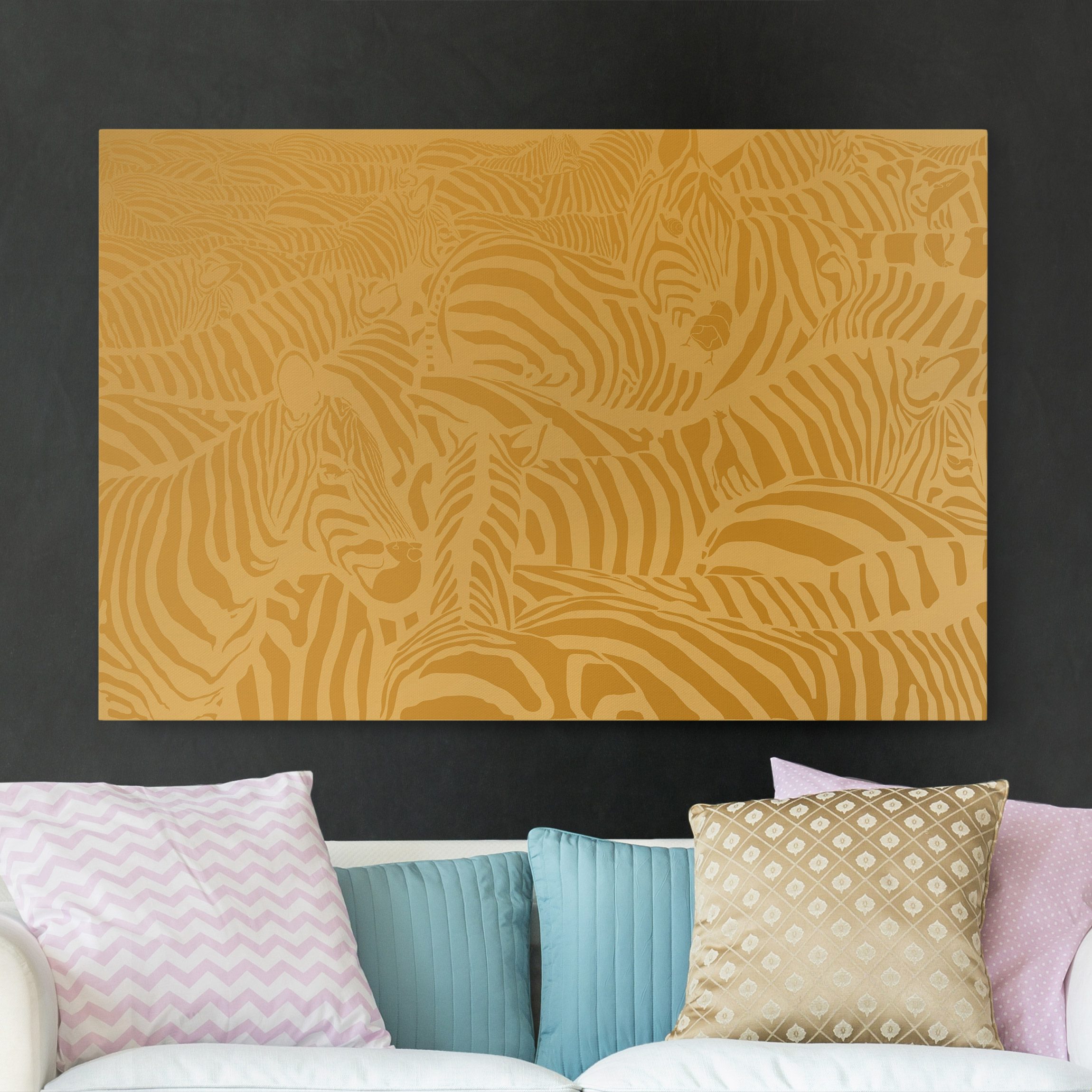 Leinwandbild - Querformat Zebrastreifen Beige