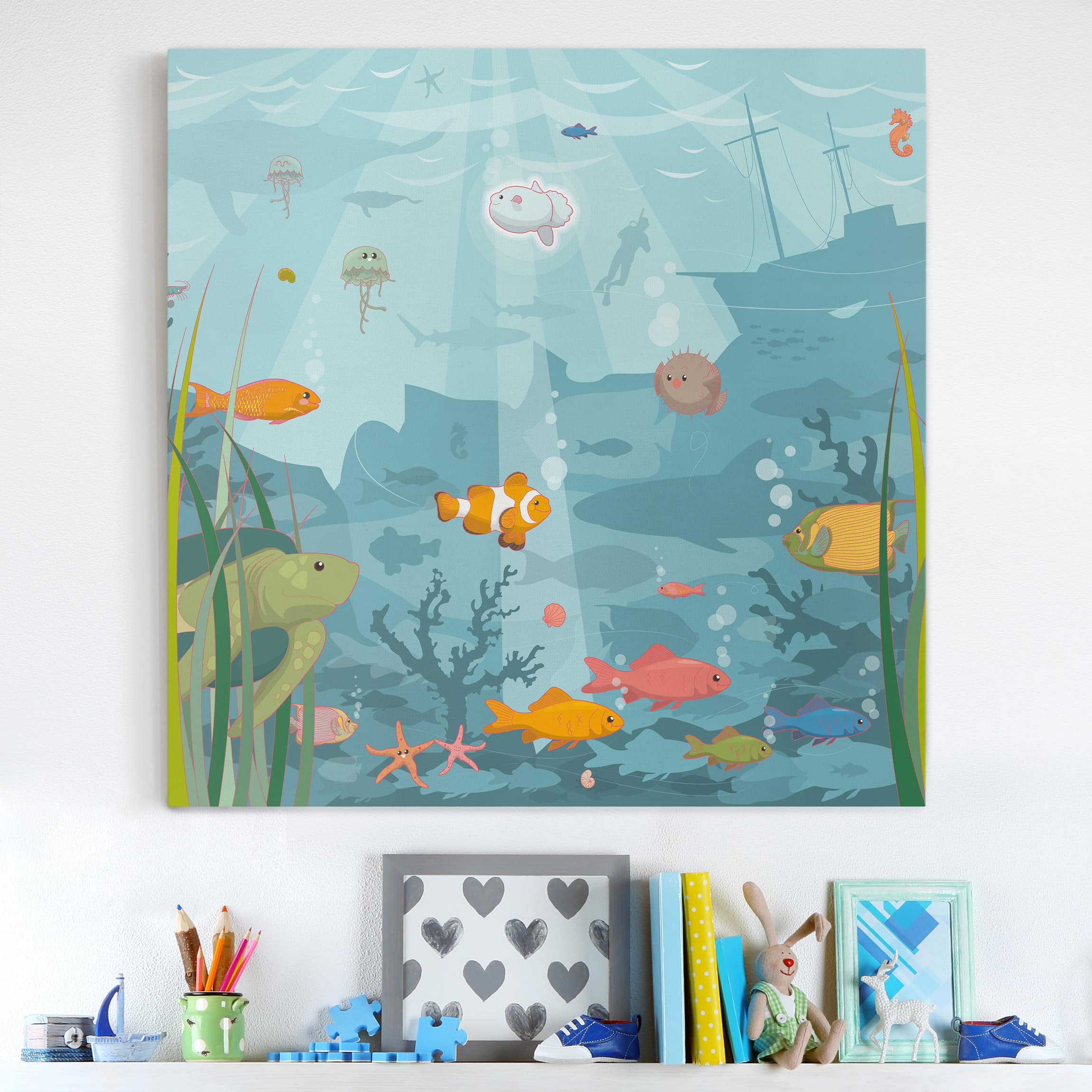 Leinwandbild - Quadrat Meereslandschaft