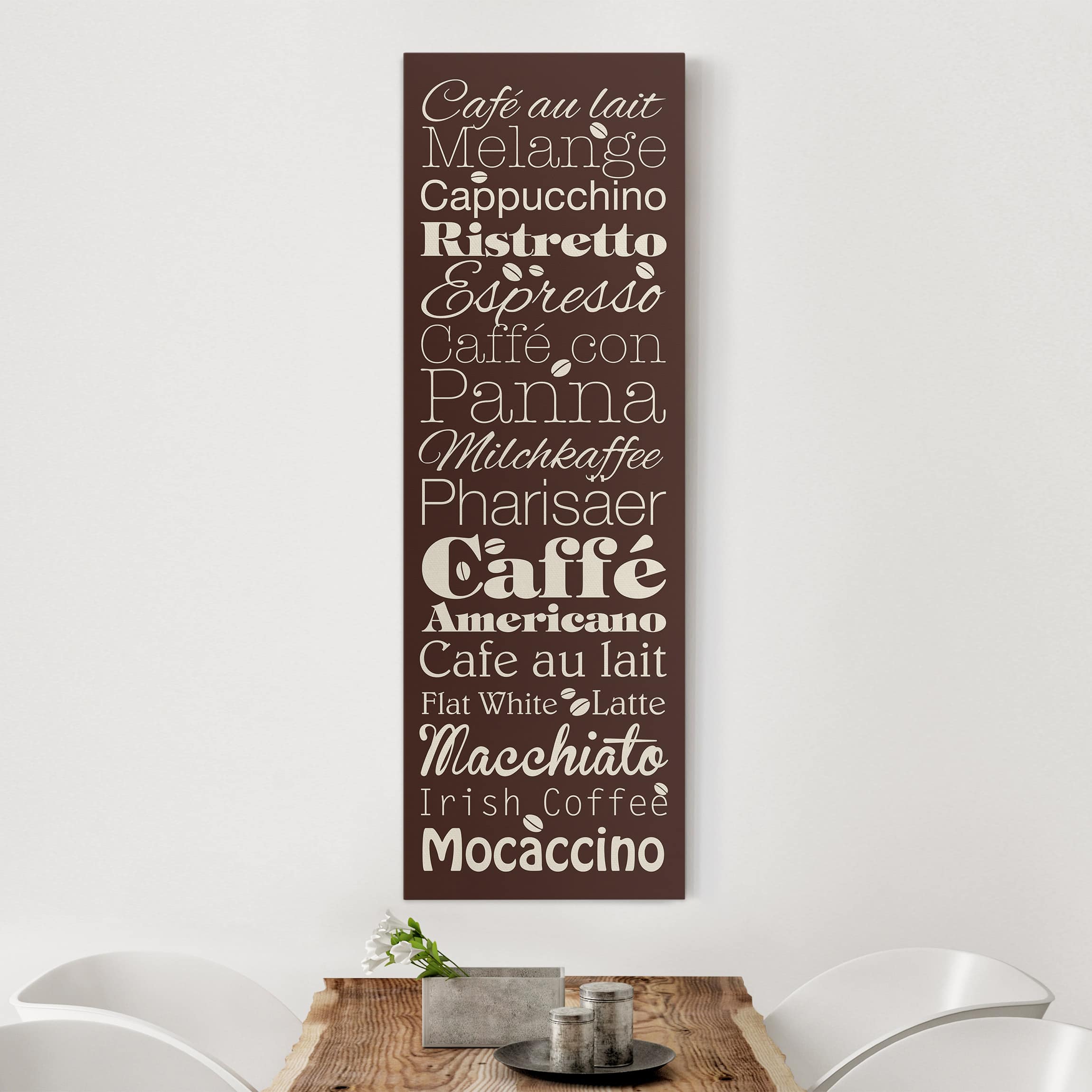 Leinwandbild - Hochformat Kaffeespezialitäten Braun