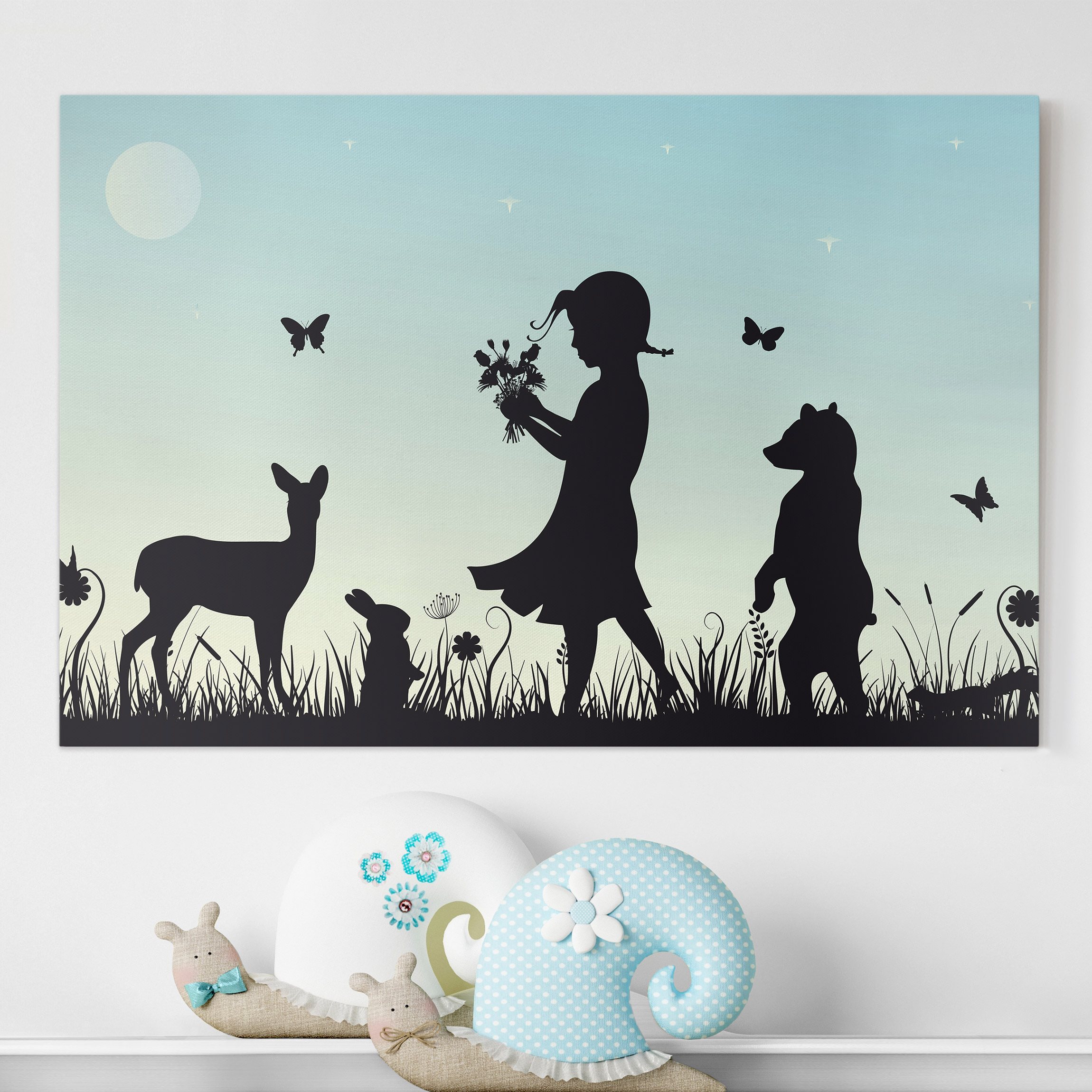 Leinwandbild - Querformat Blumenmädchen