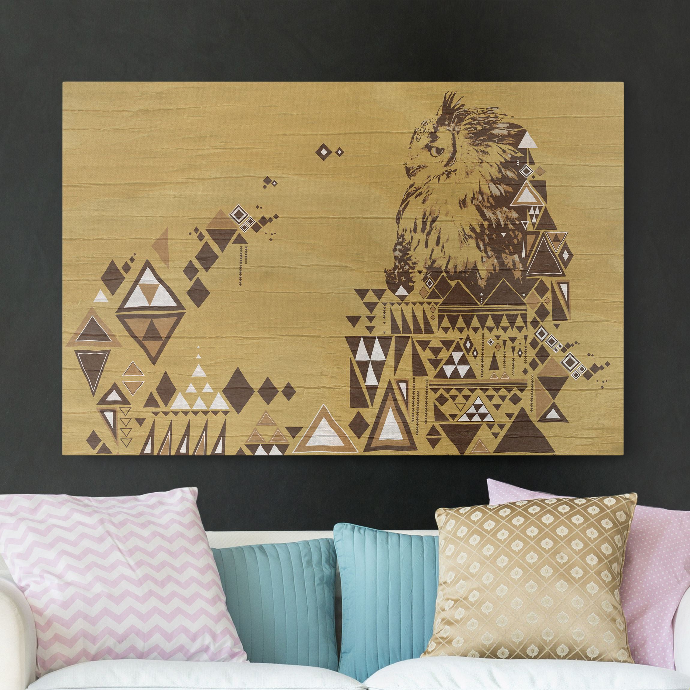 Leinwandbild - Querformat Indianische Eule