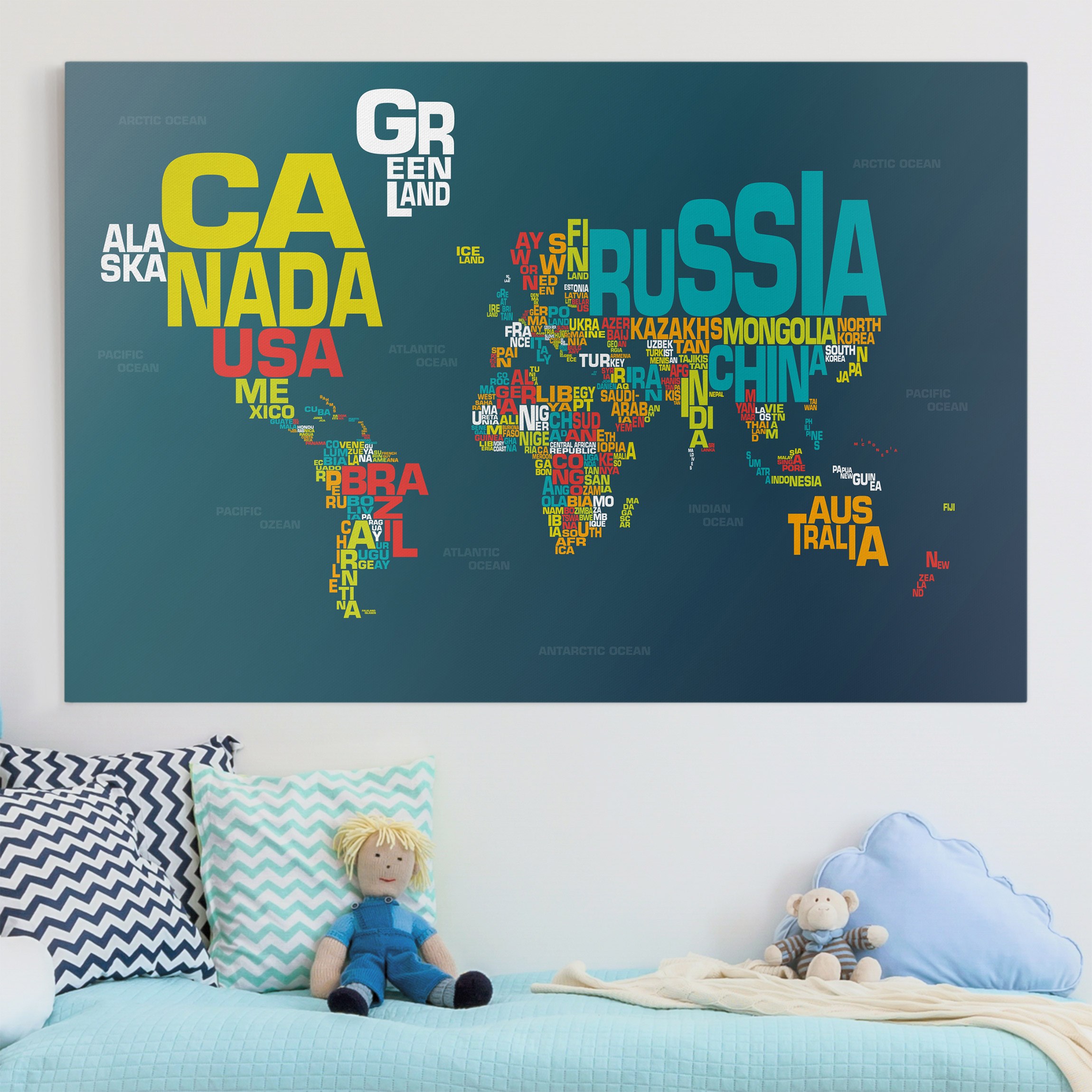 Leinwandbild - Querformat BuchstabenWelt in englisch