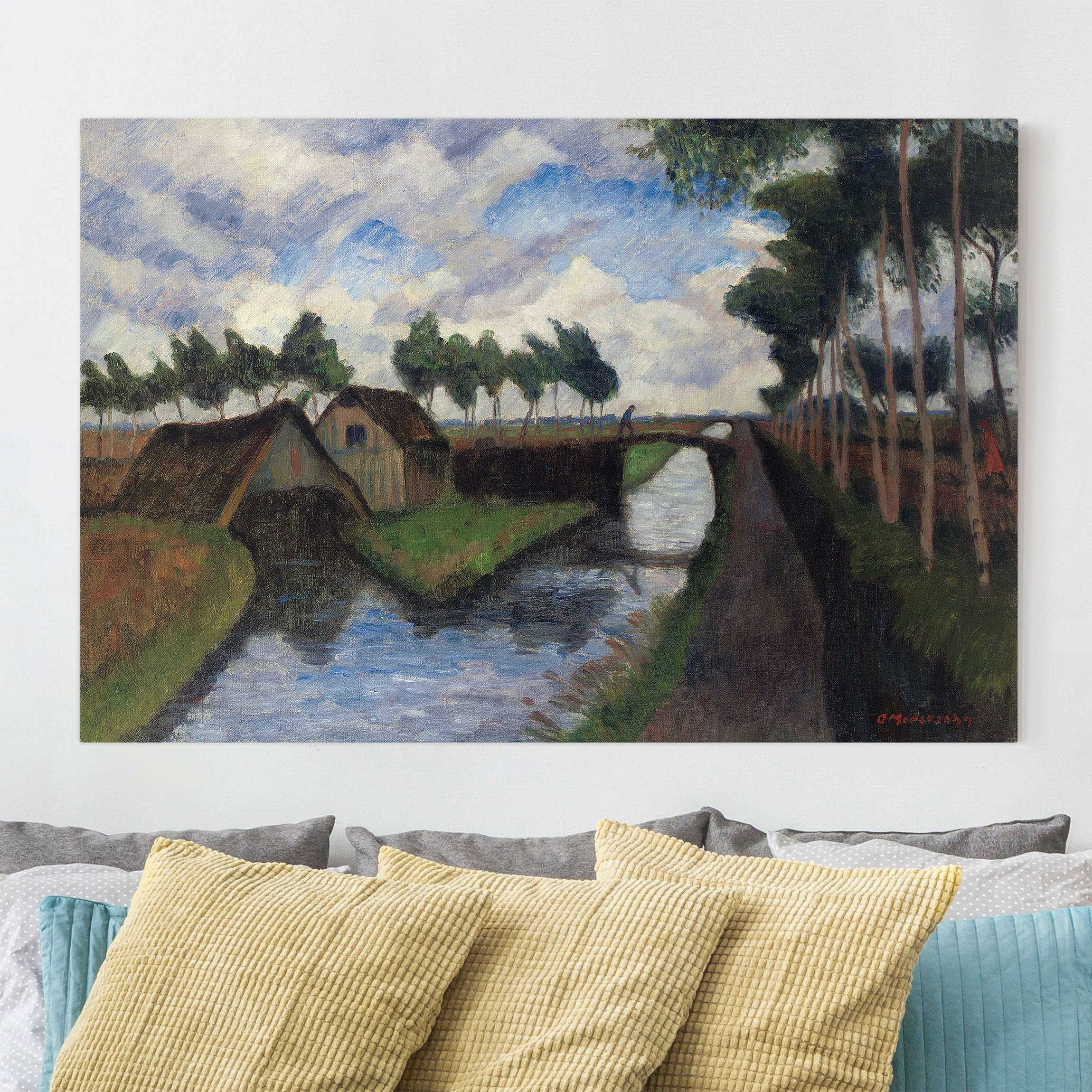 Leinwandbild - Querformat Otto Modersohn - Rautendorfer Graben