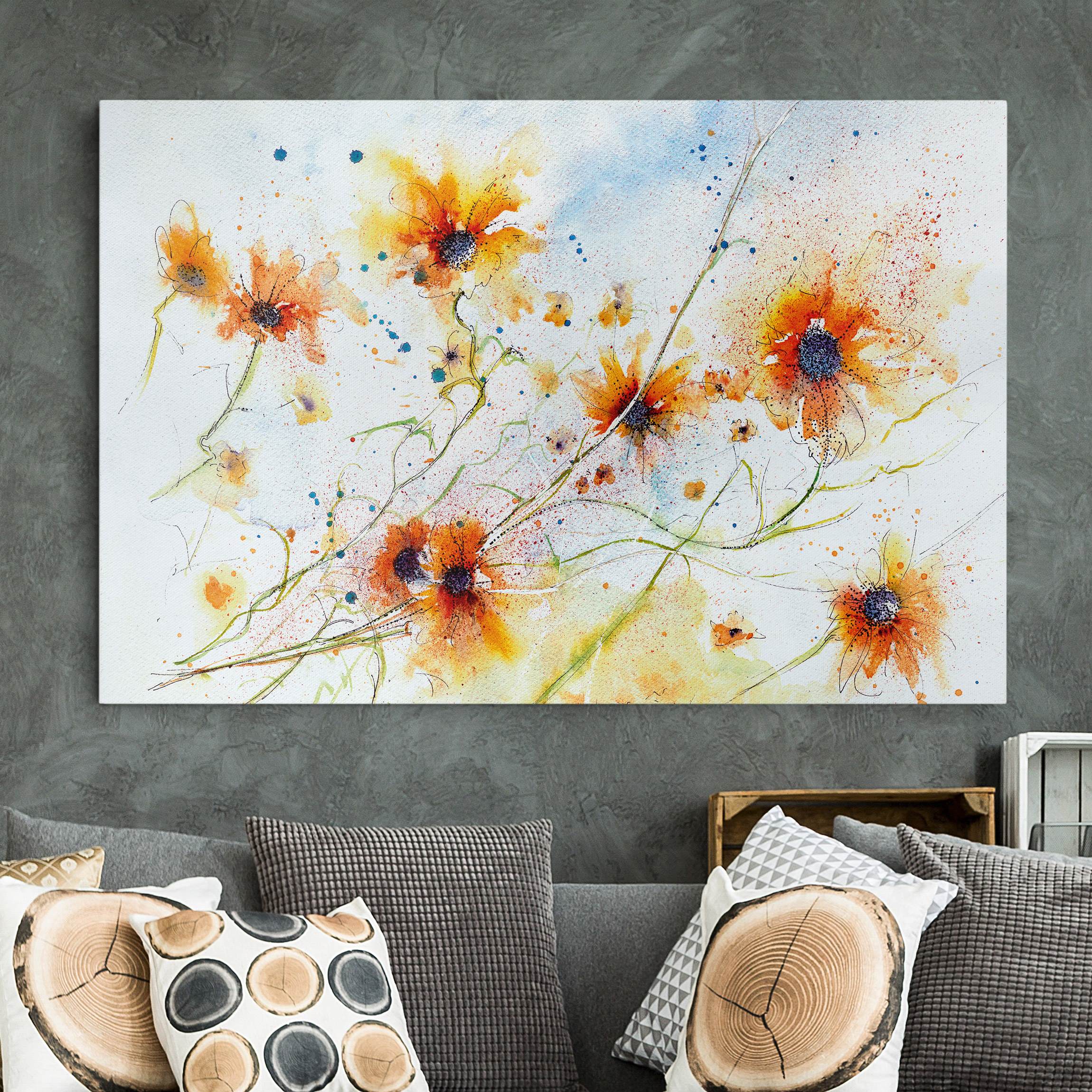 Leinwandbild Blumen Painted Flowers