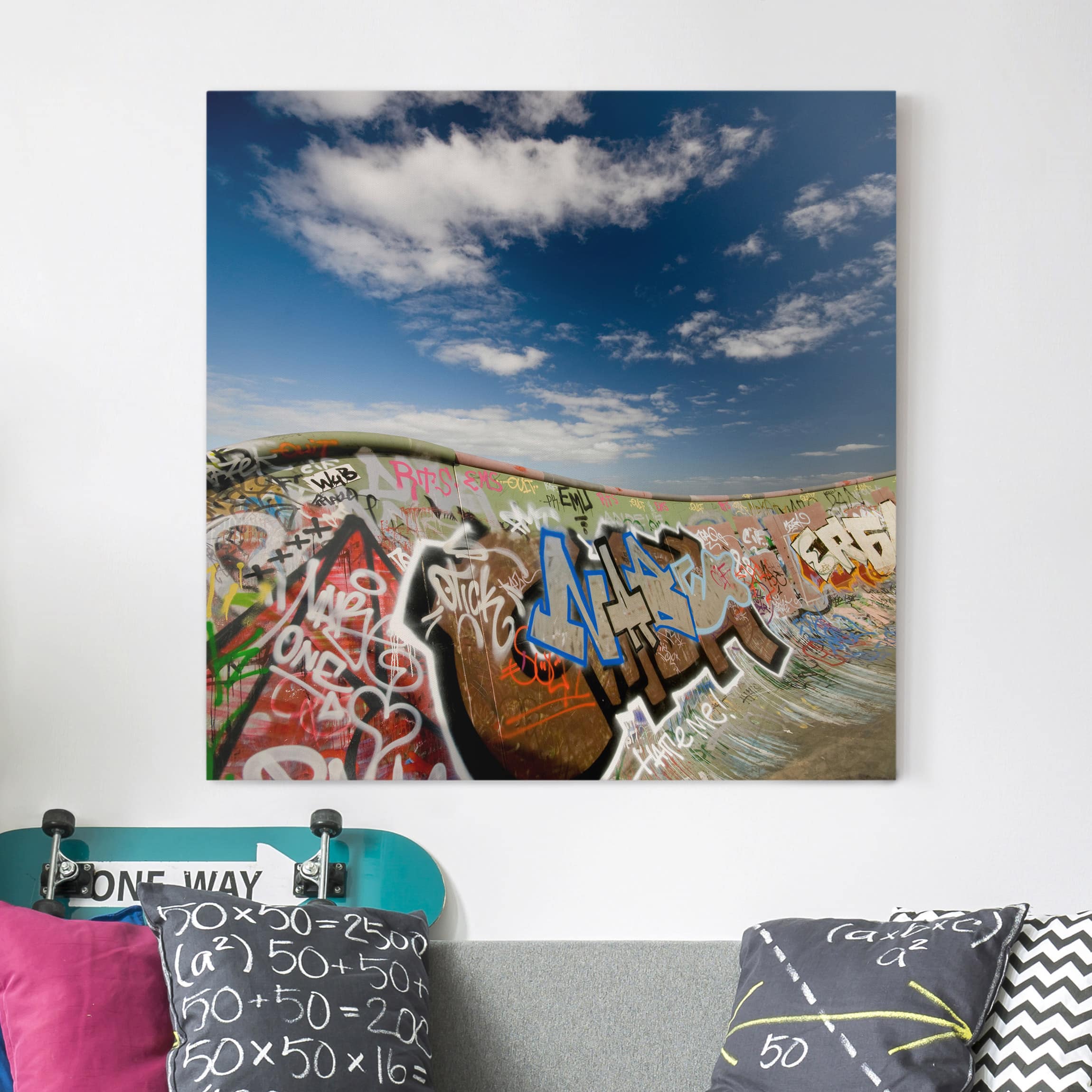 Leinwandbild - Quadrat Paradies für Skater